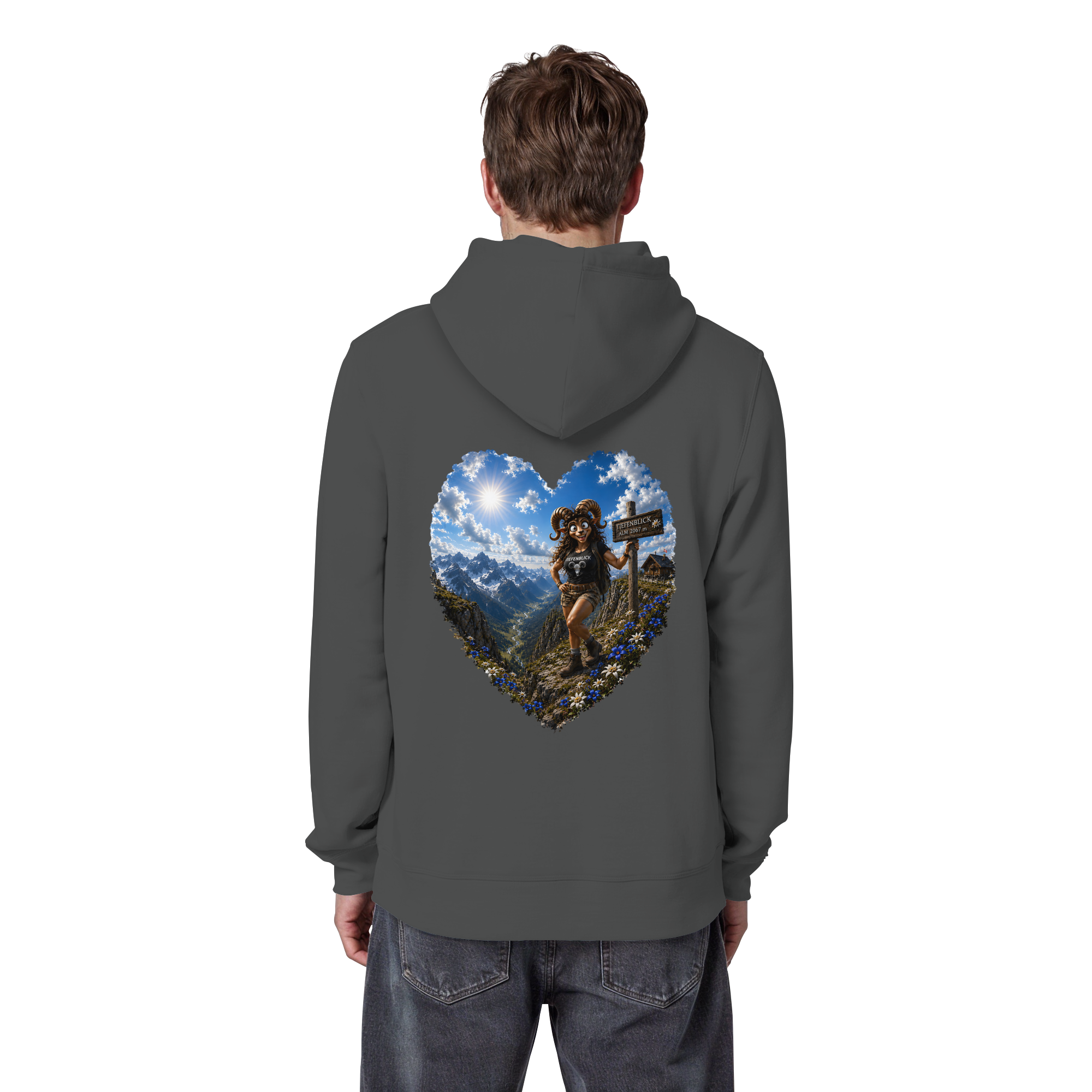 Tiefenblick Wandern Herz - Organic Basic Hoodie