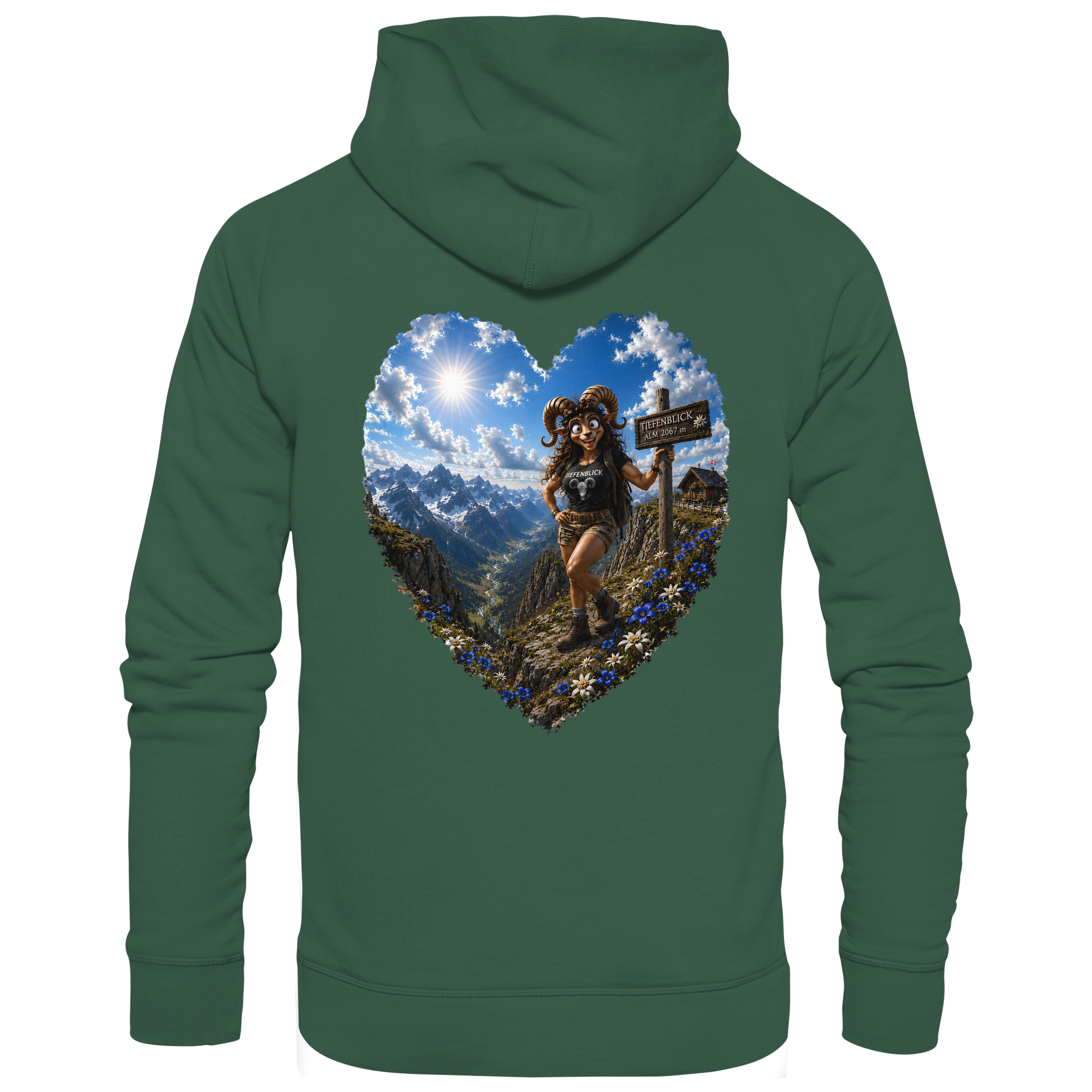 Tiefenblick Wandern Herz - Organic Basic Hoodie