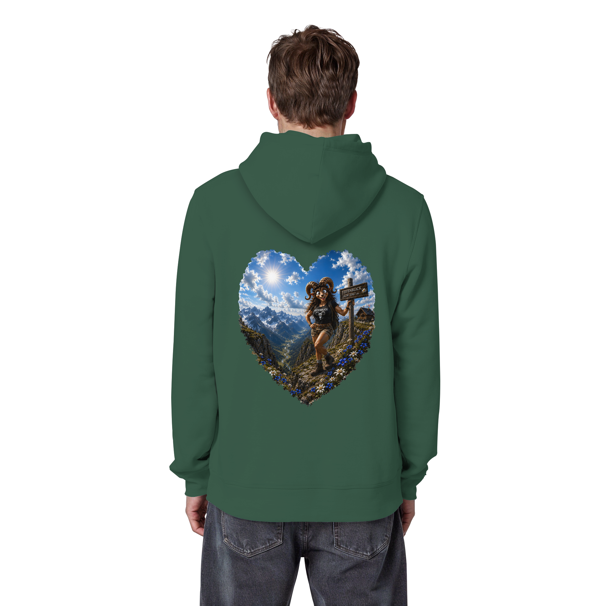 Tiefenblick Wandern Herz - Organic Basic Hoodie