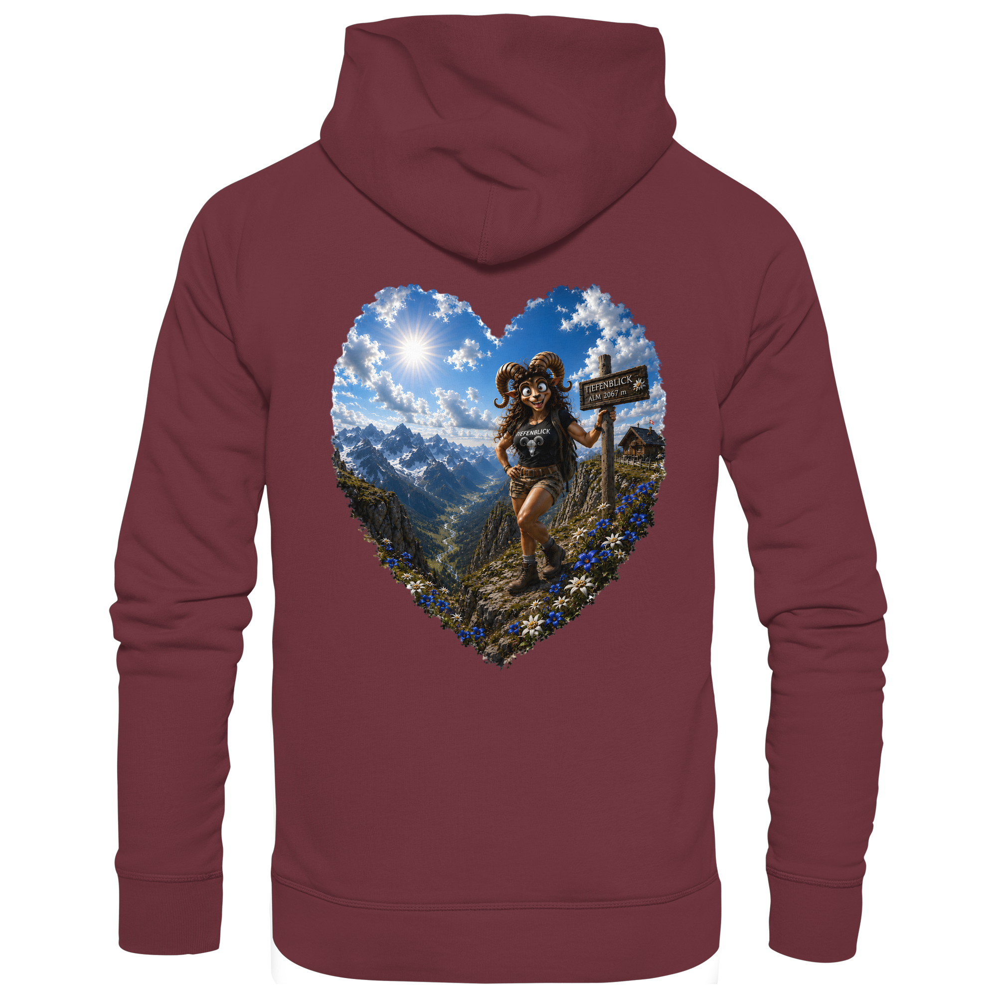 Tiefenblick Wandern Herz - Organic Basic Hoodie