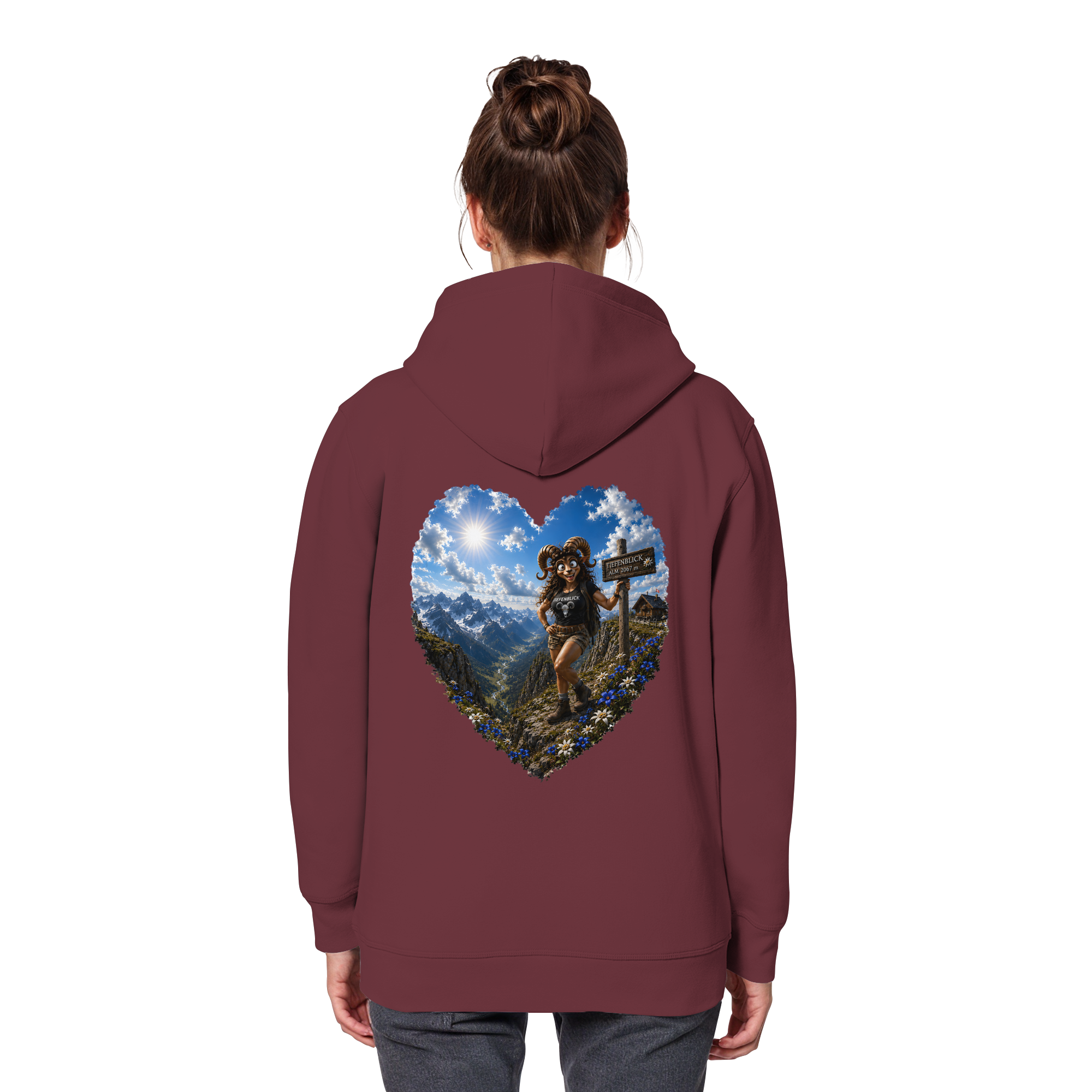 Tiefenblick Wandern Herz - Organic Basic Hoodie