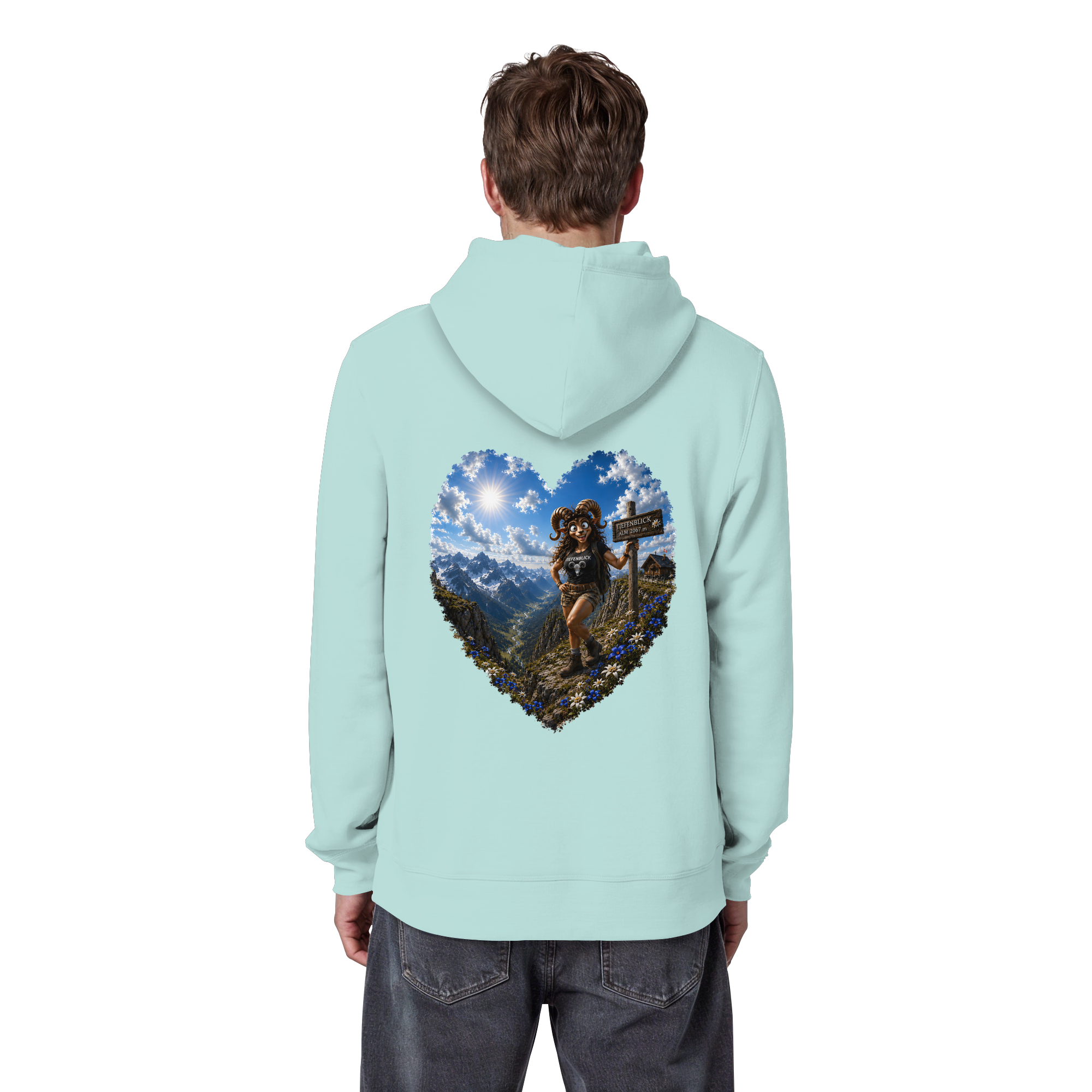 Tiefenblick Wandern Herz - Organic Basic Hoodie