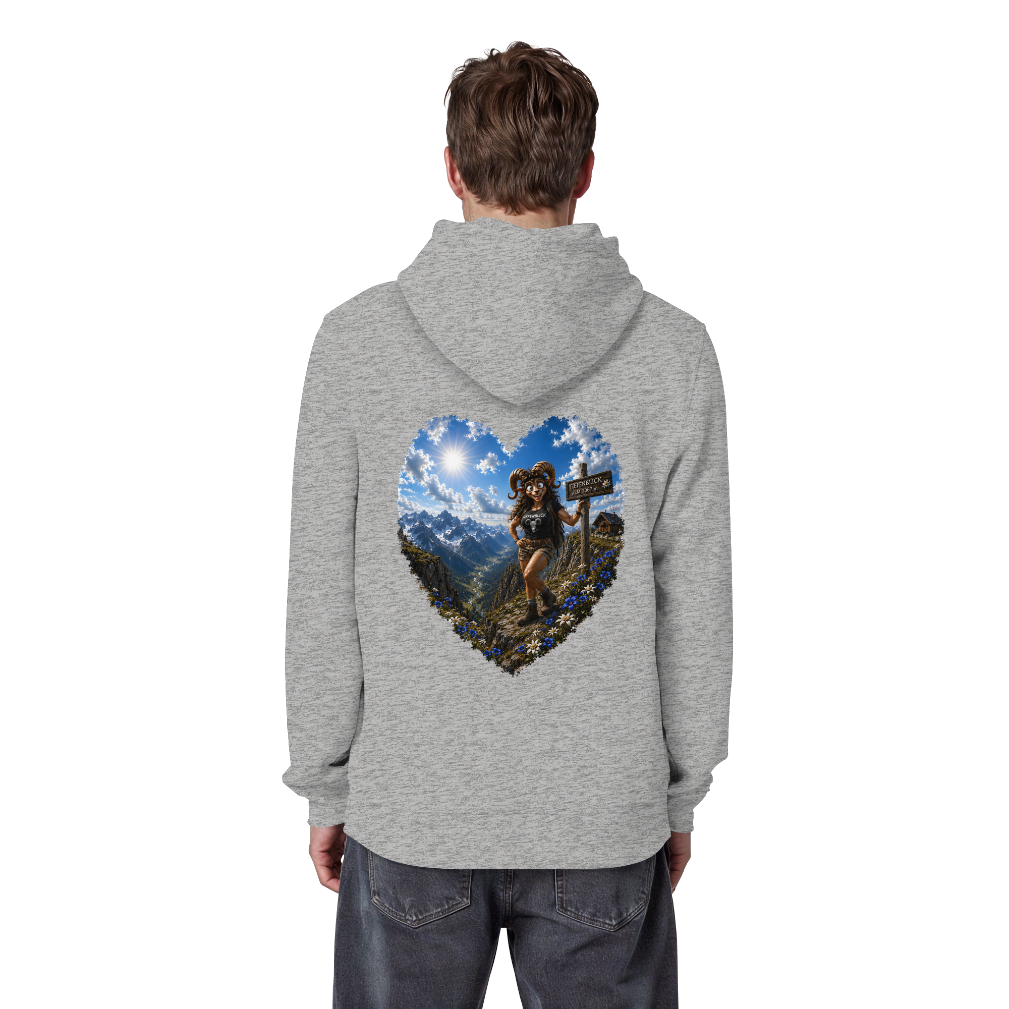 Tiefenblick Wandern Herz - Organic Basic Hoodie