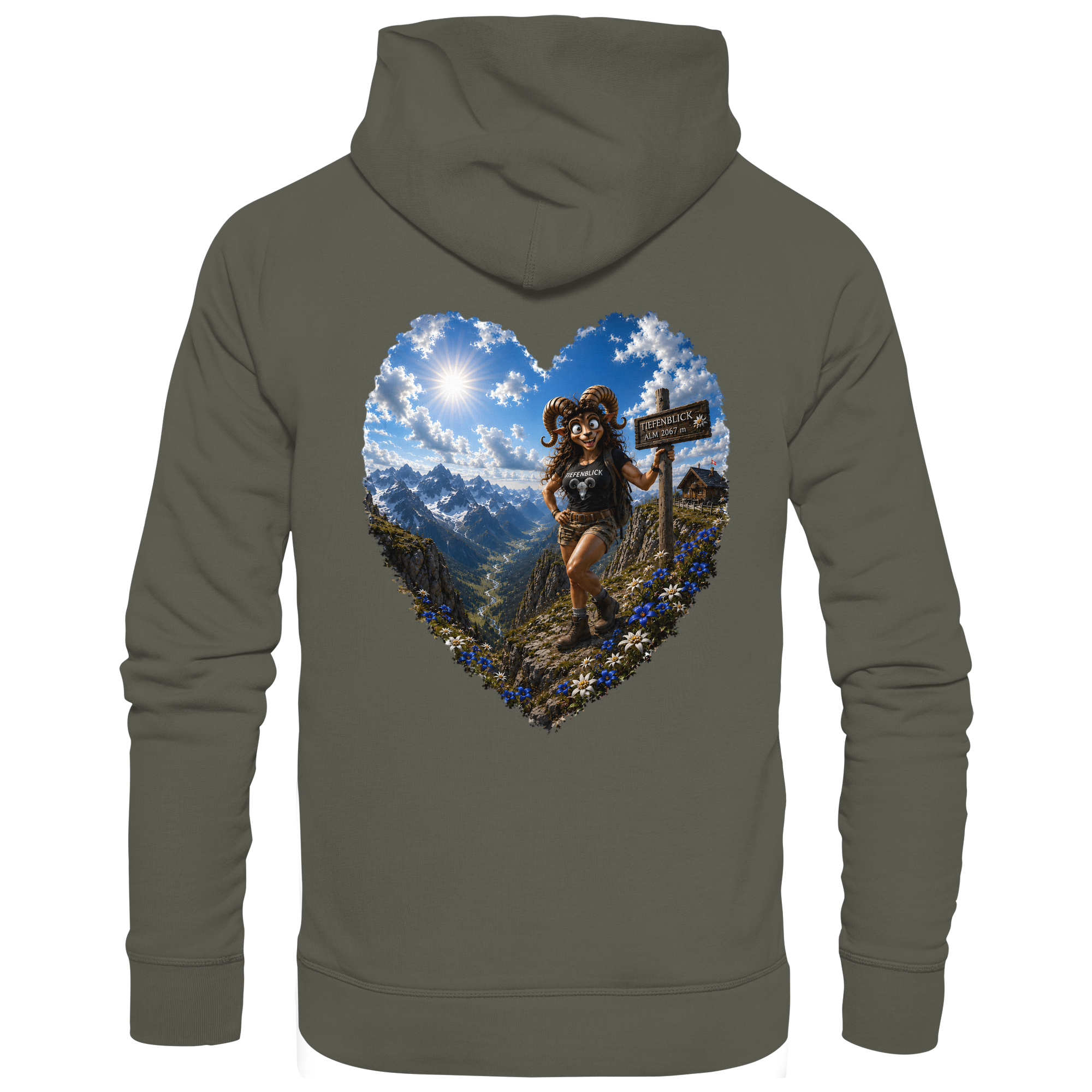 Tiefenblick Wandern Herz - Organic Basic Hoodie
