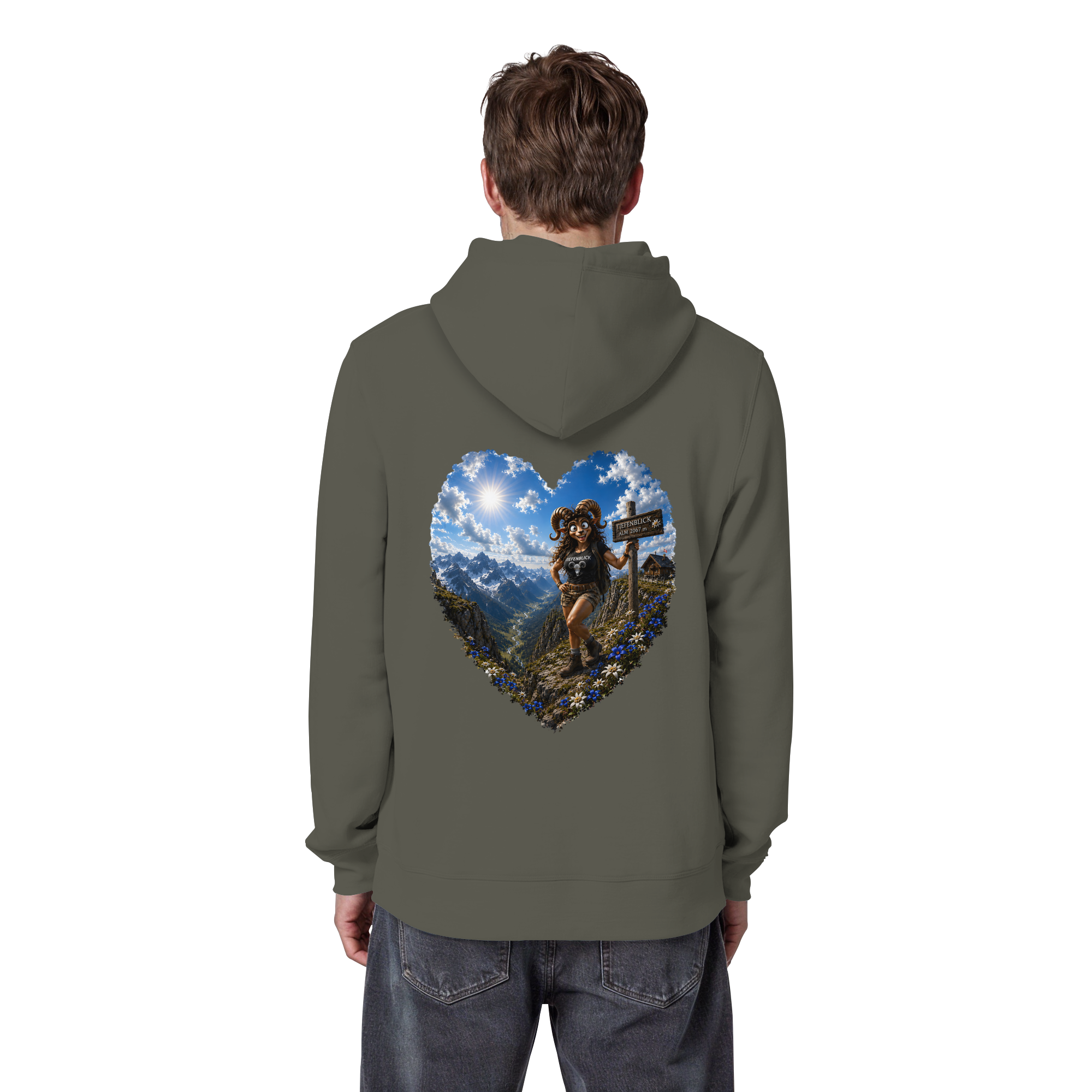 Tiefenblick Wandern Herz - Organic Basic Hoodie