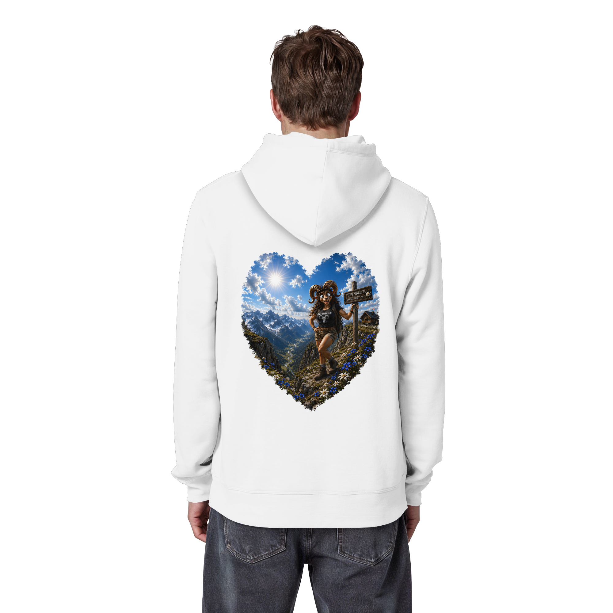 Tiefenblick Wandern Herz - Organic Basic Hoodie