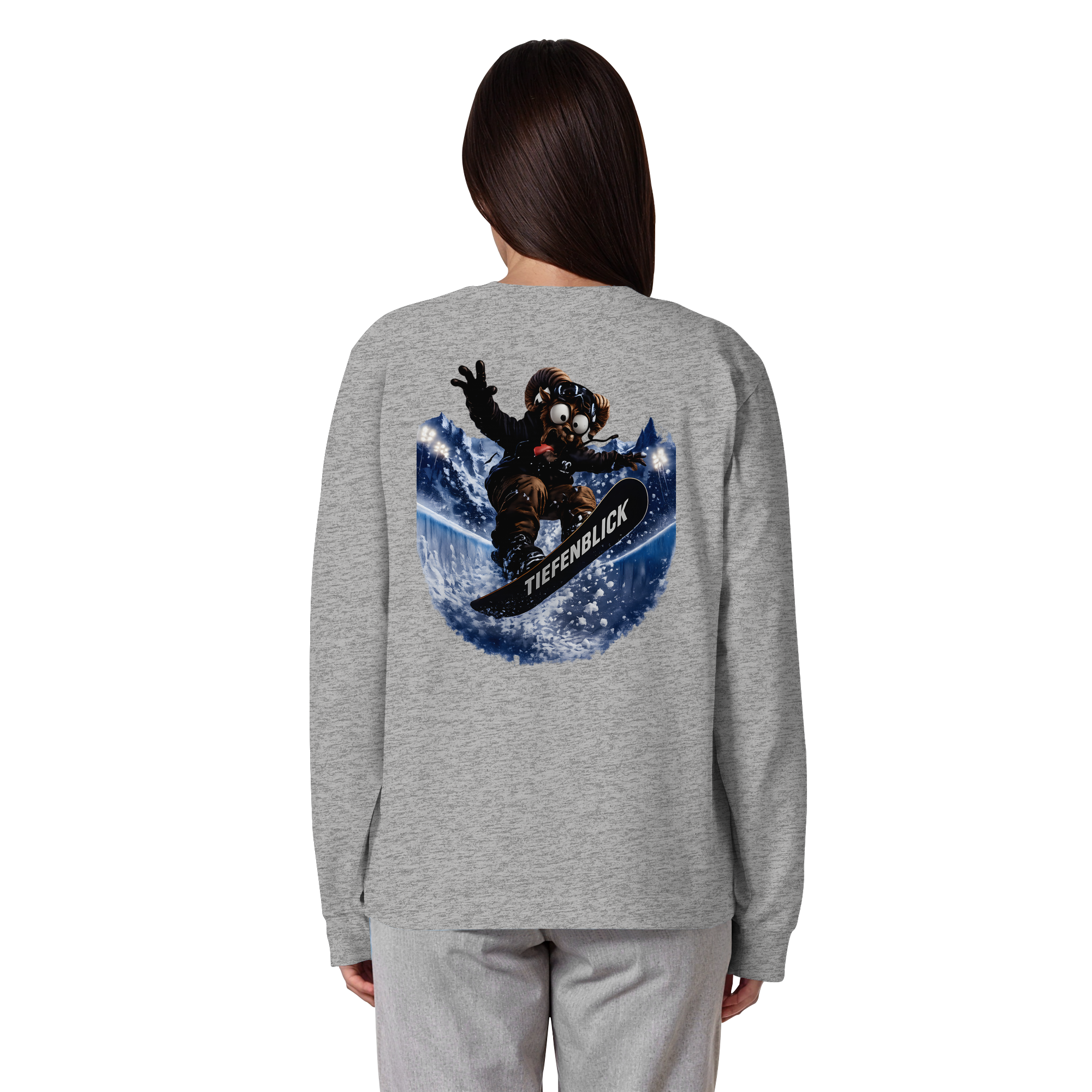Tiefenblick Snowboarden Halfpipe - Organic Heavy Oversized Longsleeve T-Shirt