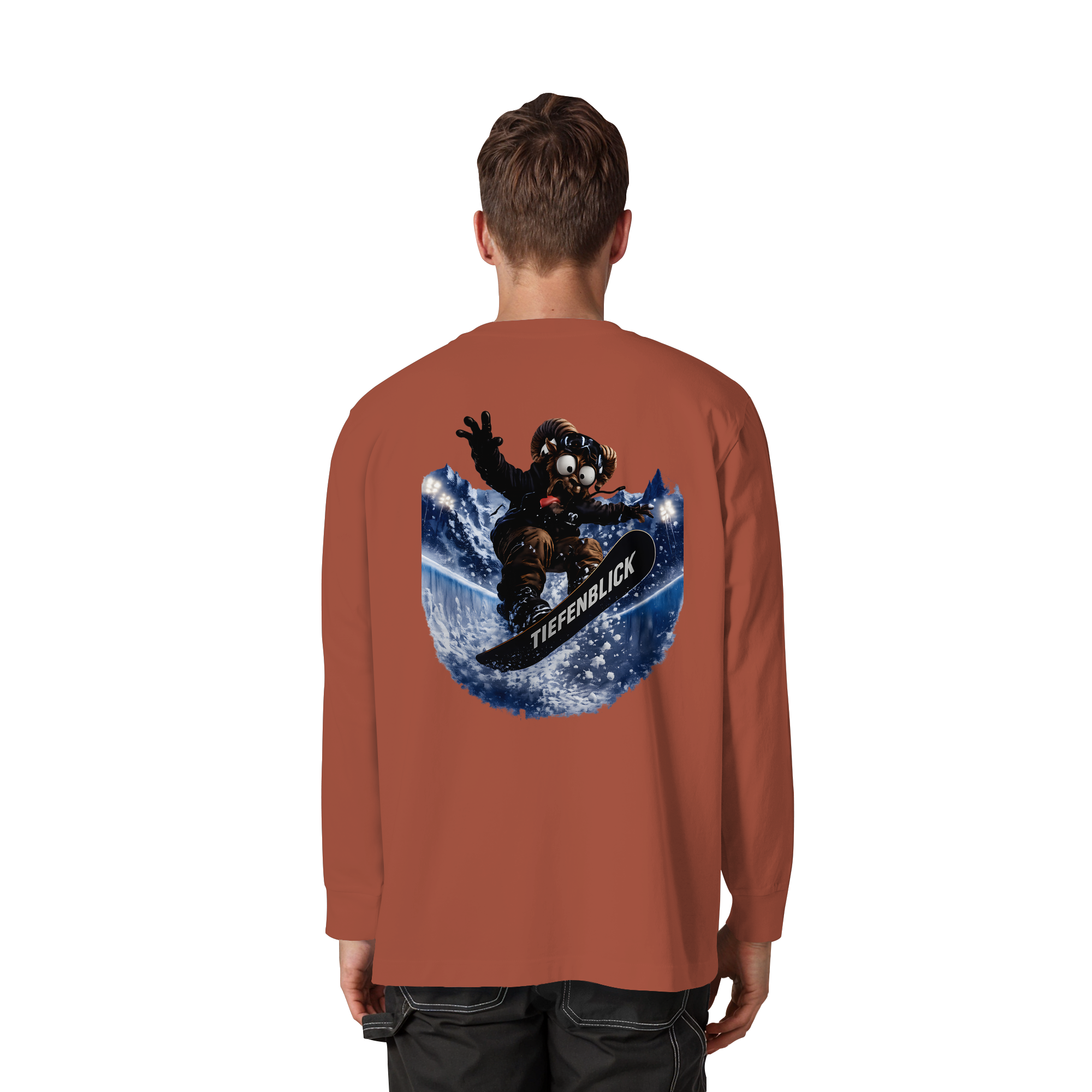 Tiefenblick Snowboarden Halfpipe - Organic Heavy Oversized Longsleeve T-Shirt