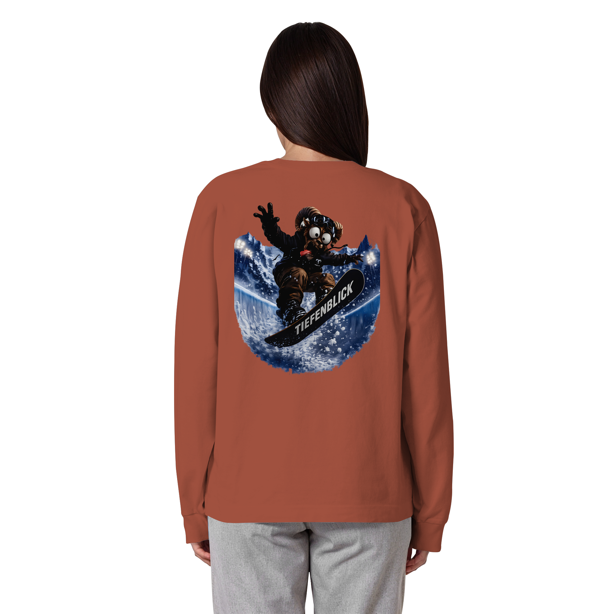 Tiefenblick Snowboarden Halfpipe - Organic Heavy Oversized Longsleeve T-Shirt