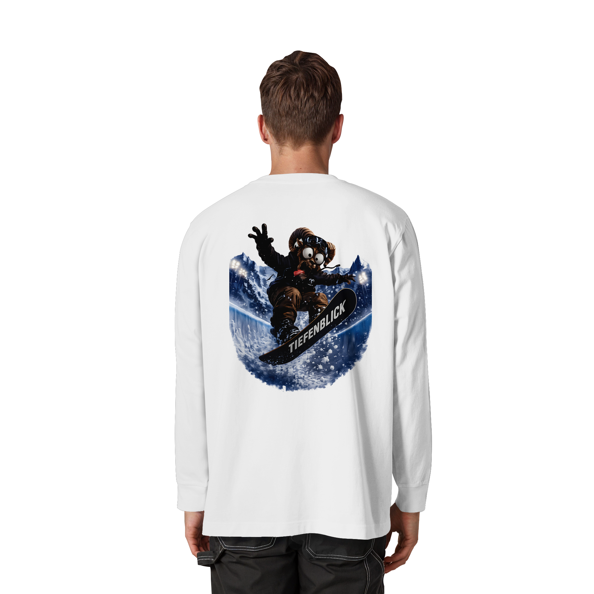 Tiefenblick Snowboarden Halfpipe - Organic Heavy Oversized Longsleeve T-Shirt