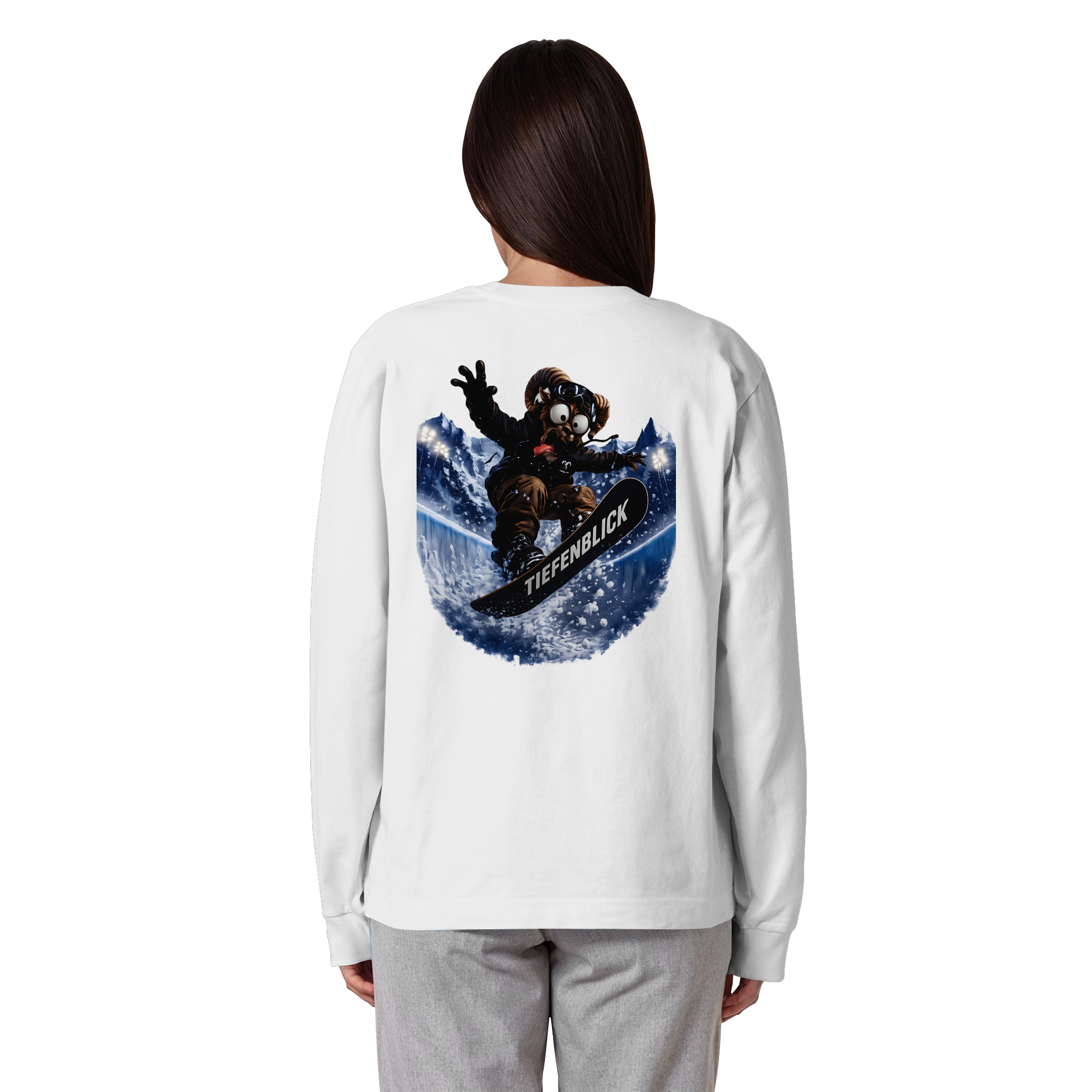 Tiefenblick Snowboarden Halfpipe - Organic Heavy Oversized Longsleeve T-Shirt