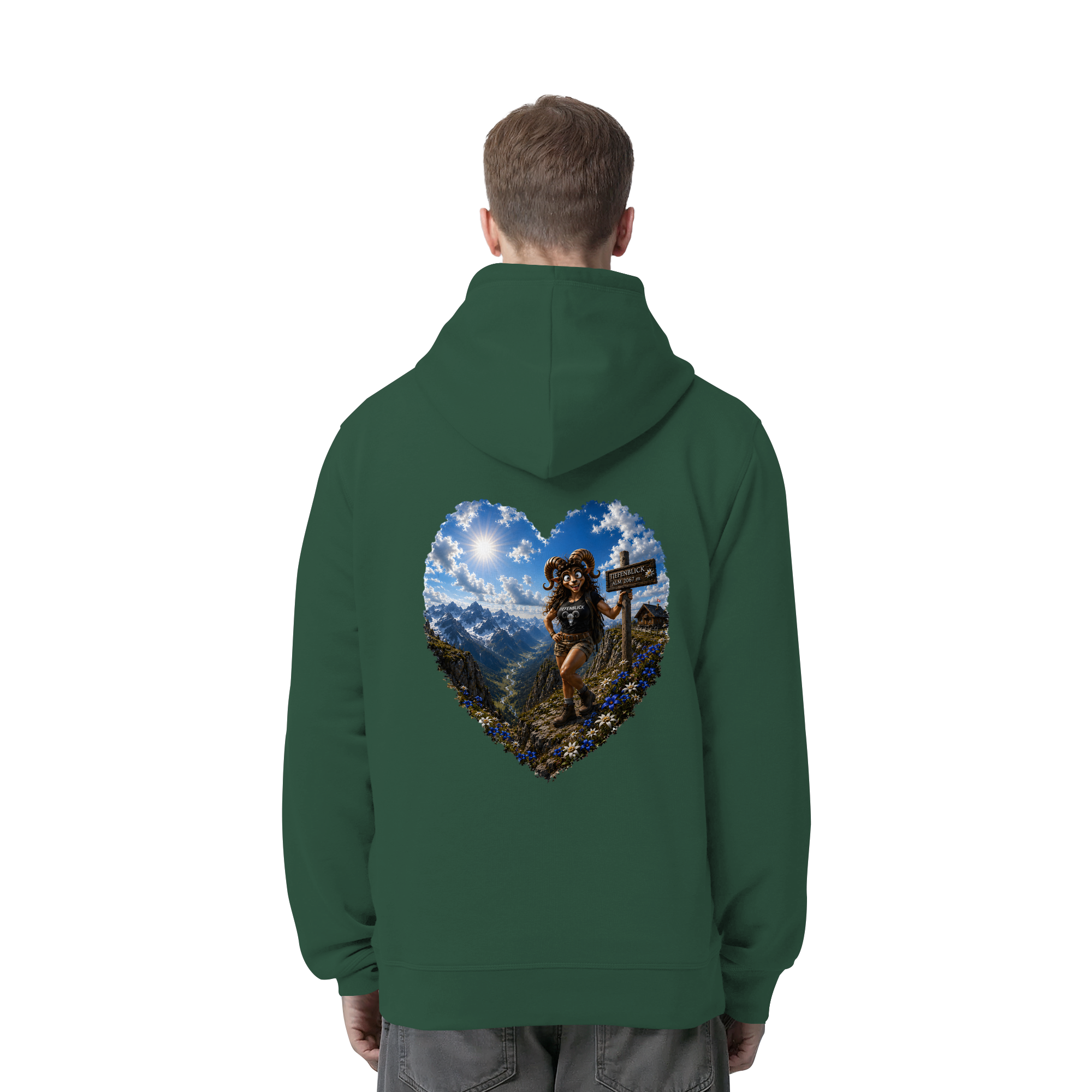 Tiefenblick Wandern Herz - Organic Side Pocket Hoodie