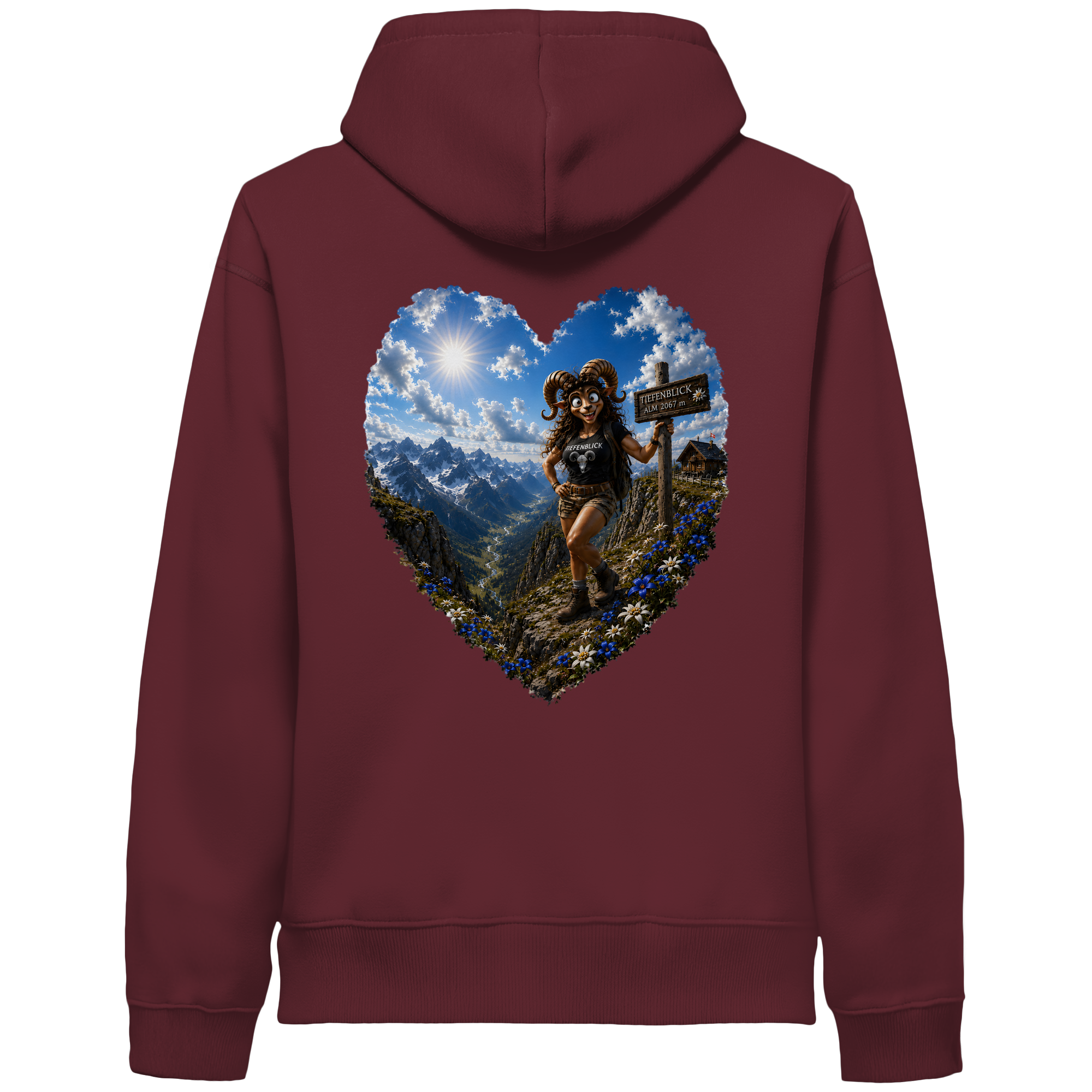 Tiefenblick Wandern Herz - Organic Side Pocket Hoodie