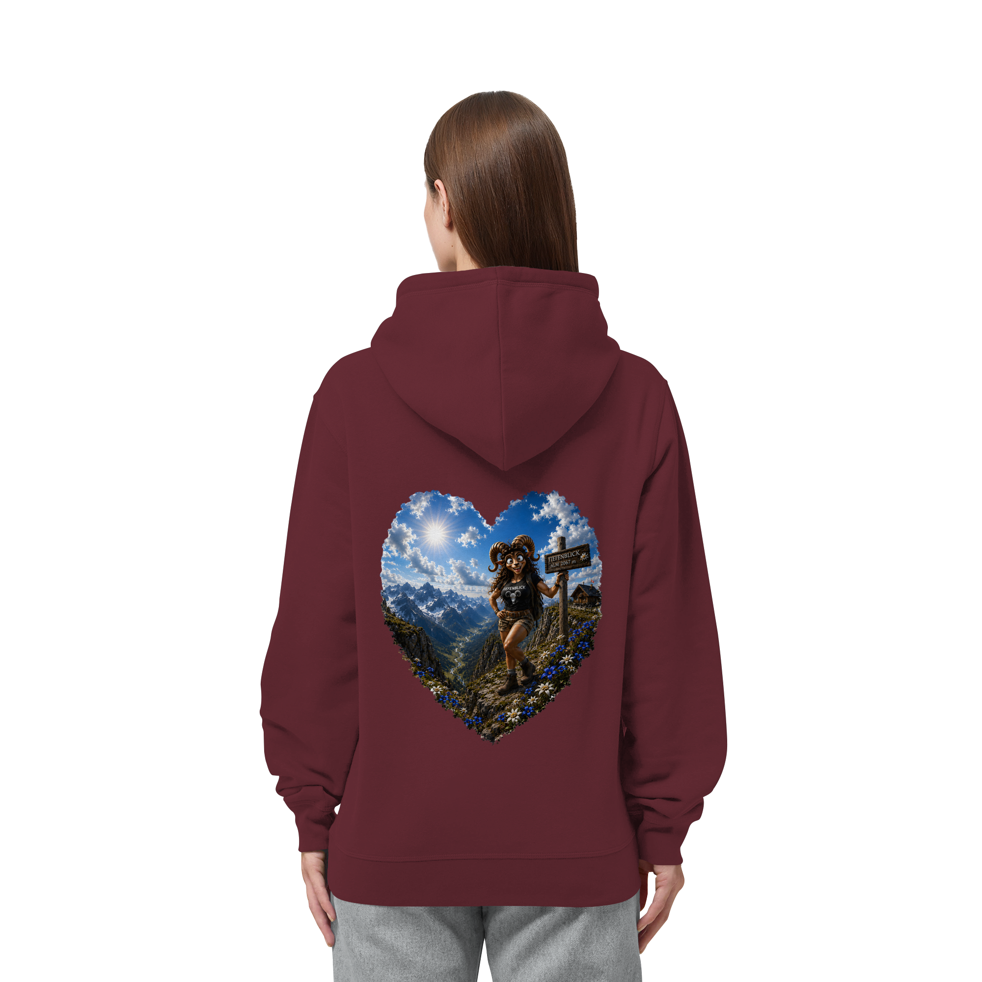 Tiefenblick Wandern Herz - Organic Side Pocket Hoodie