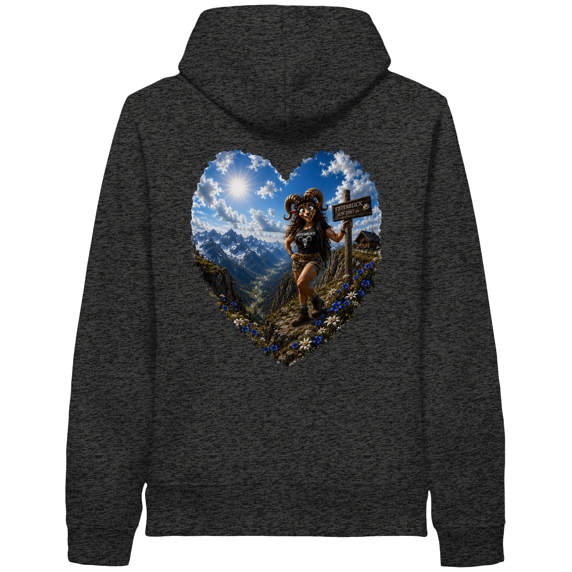 Tiefenblick Wandern Herz - Organic Side Pocket Hoodie