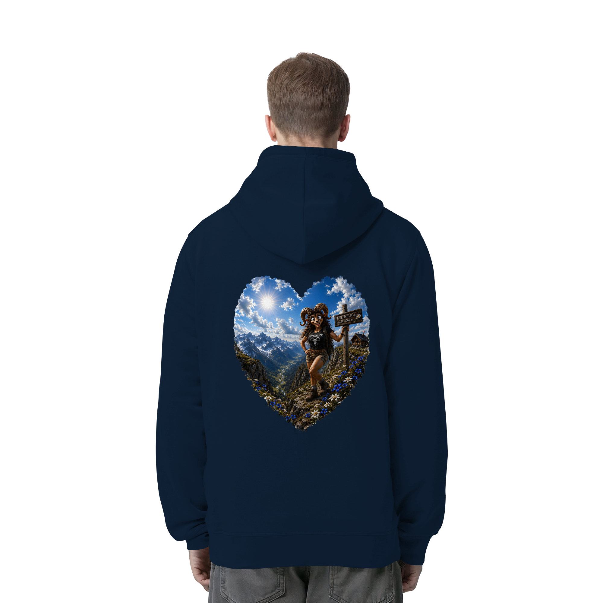 Tiefenblick Wandern Herz - Organic Side Pocket Hoodie