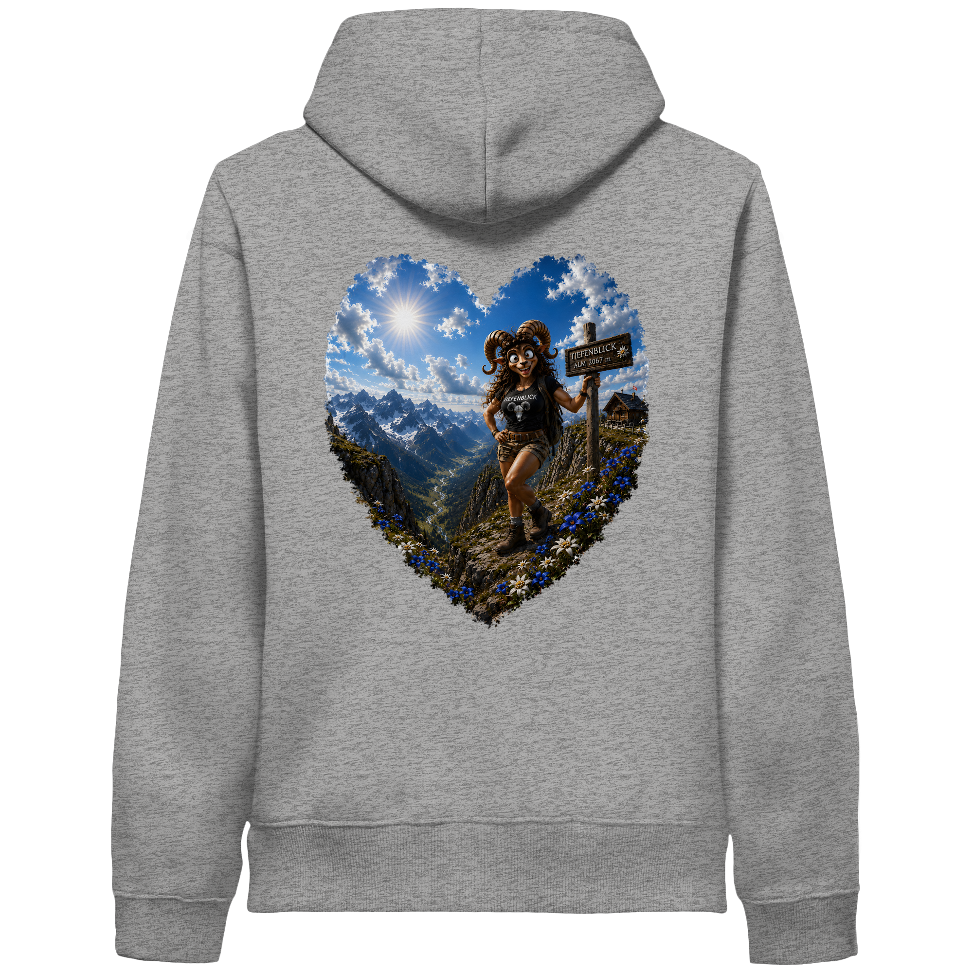 Tiefenblick Wandern Herz - Organic Side Pocket Hoodie