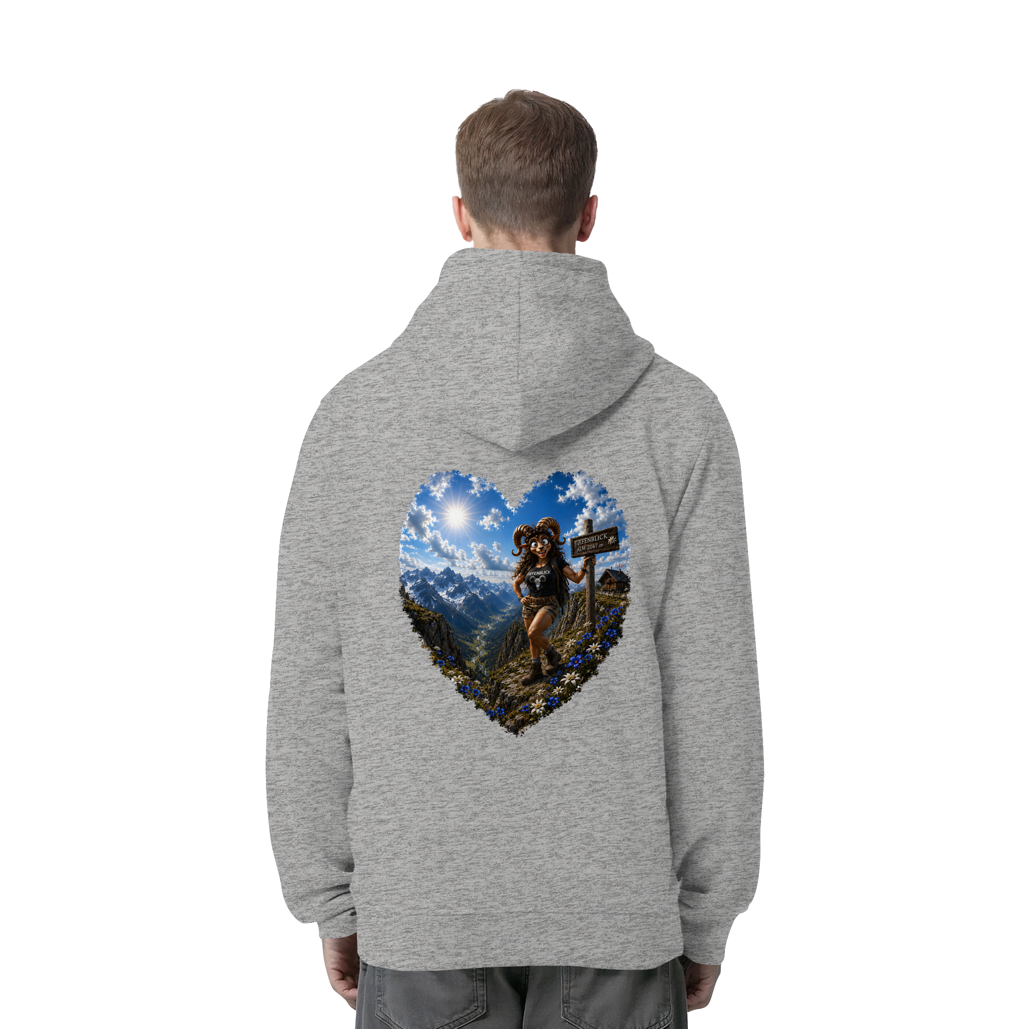 Tiefenblick Wandern Herz - Organic Side Pocket Hoodie