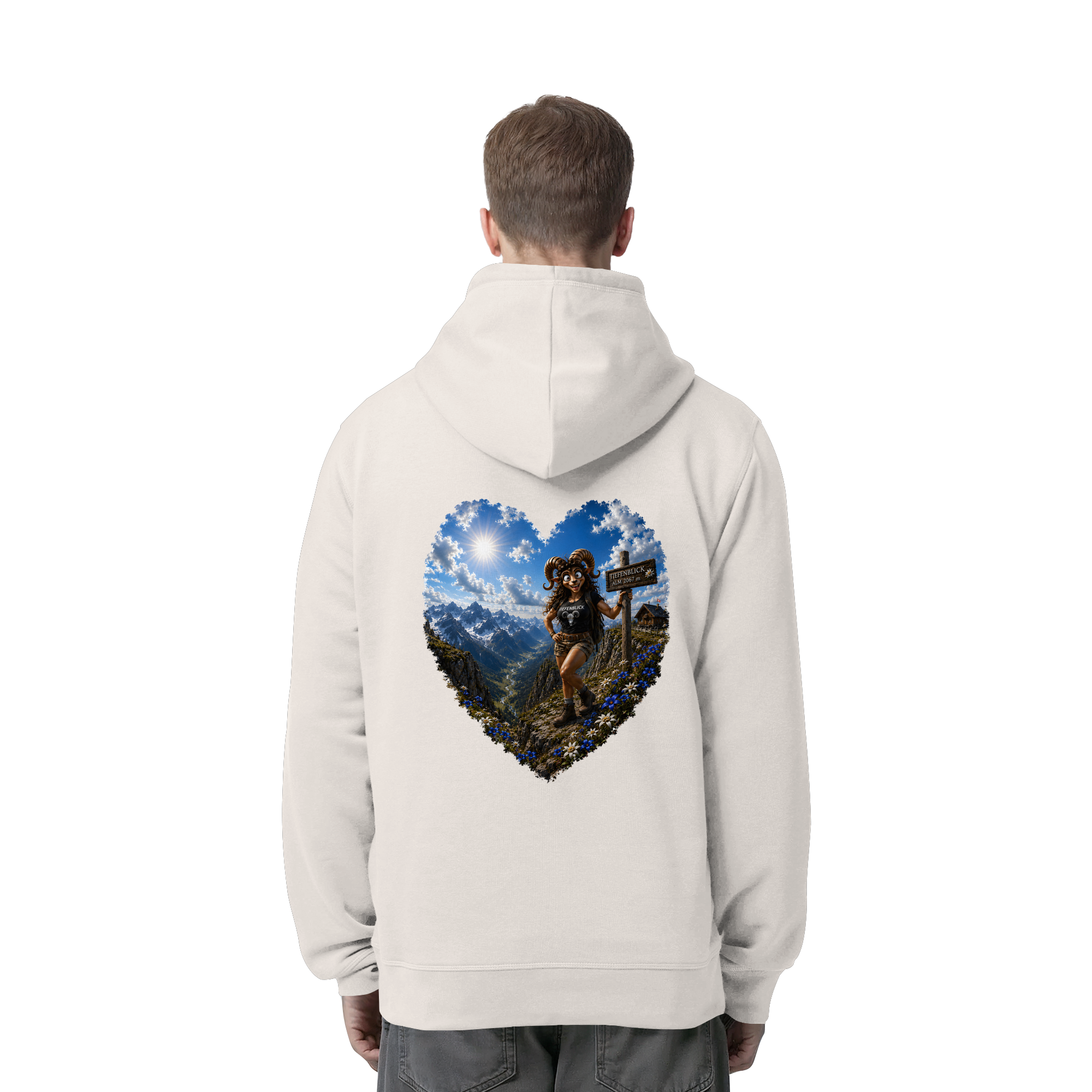 Tiefenblick Wandern Herz - Organic Side Pocket Hoodie