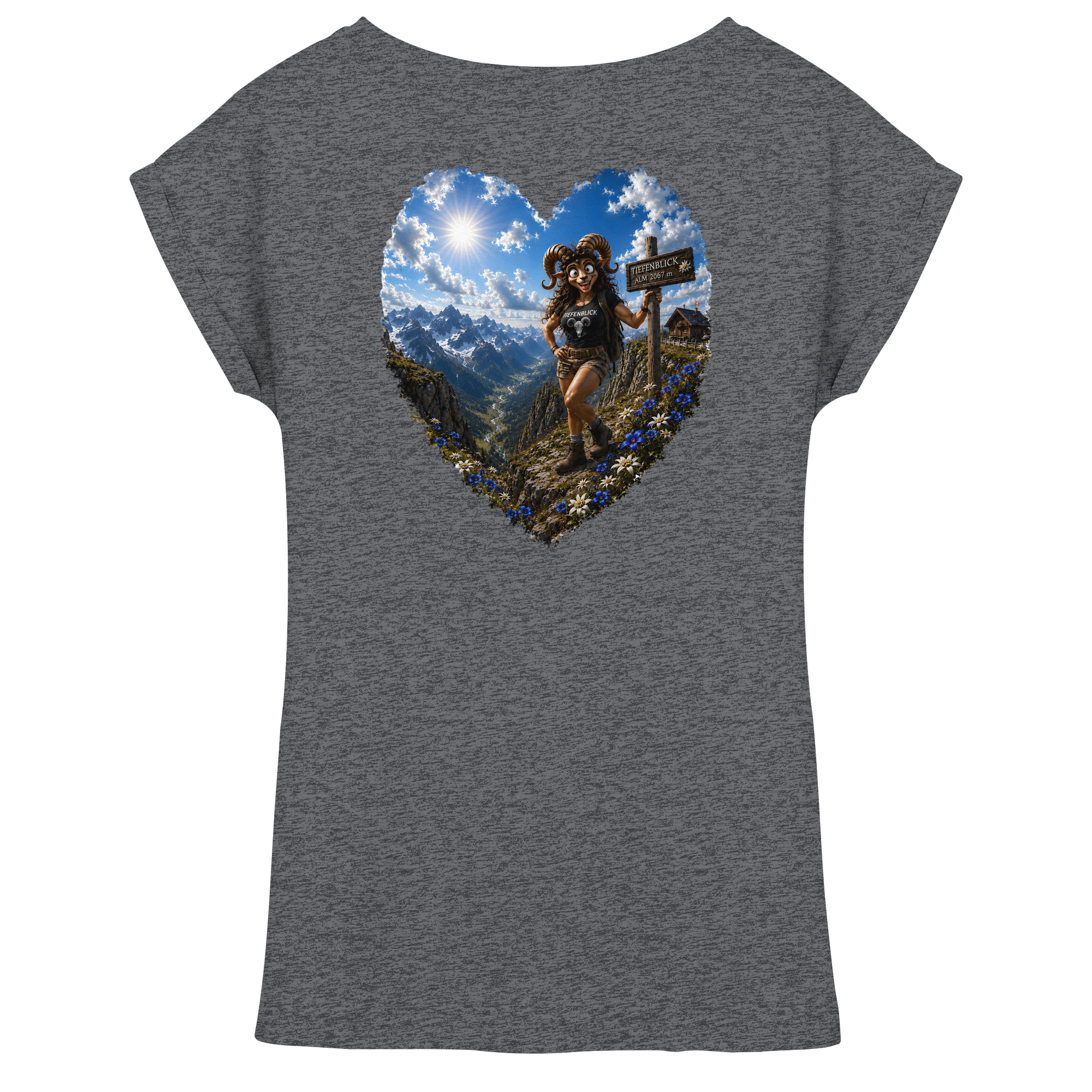 Tiefenblick Wandern Herz - Womens Extended Shoulder T-Shirt