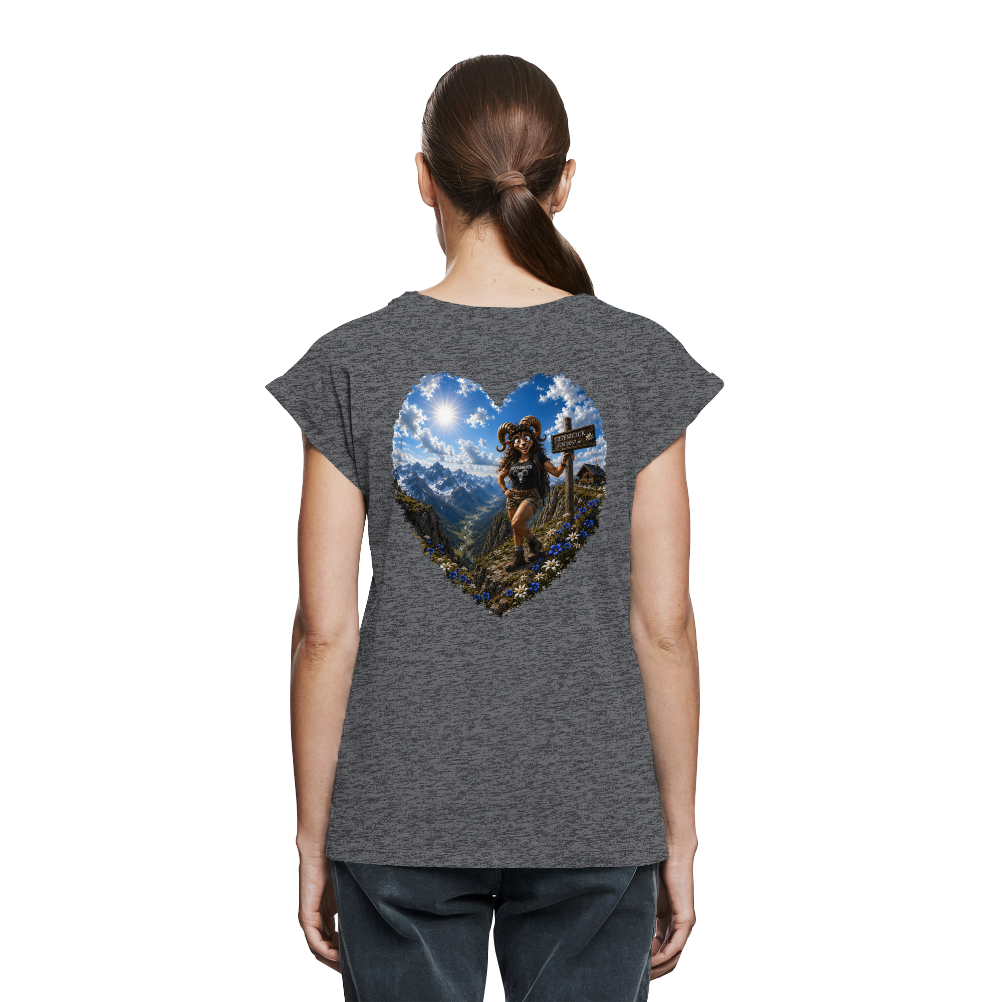 Tiefenblick Wandern Herz - Womens Extended Shoulder T-Shirt