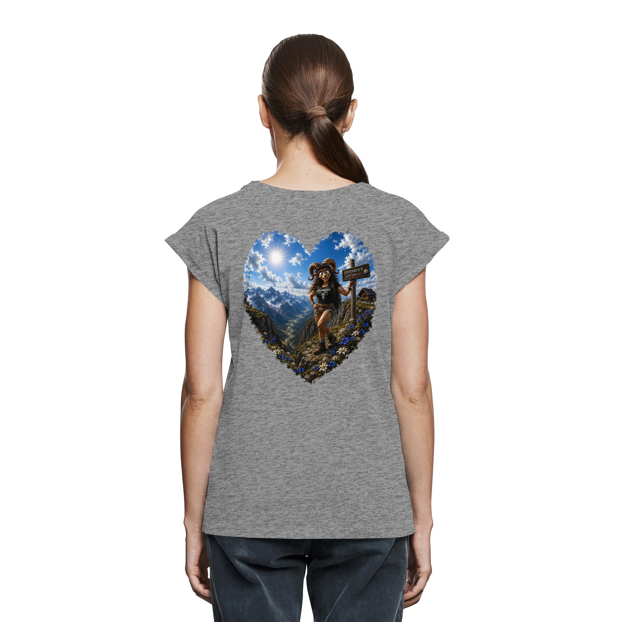Tiefenblick Wandern Herz - Womens Extended Shoulder T-Shirt