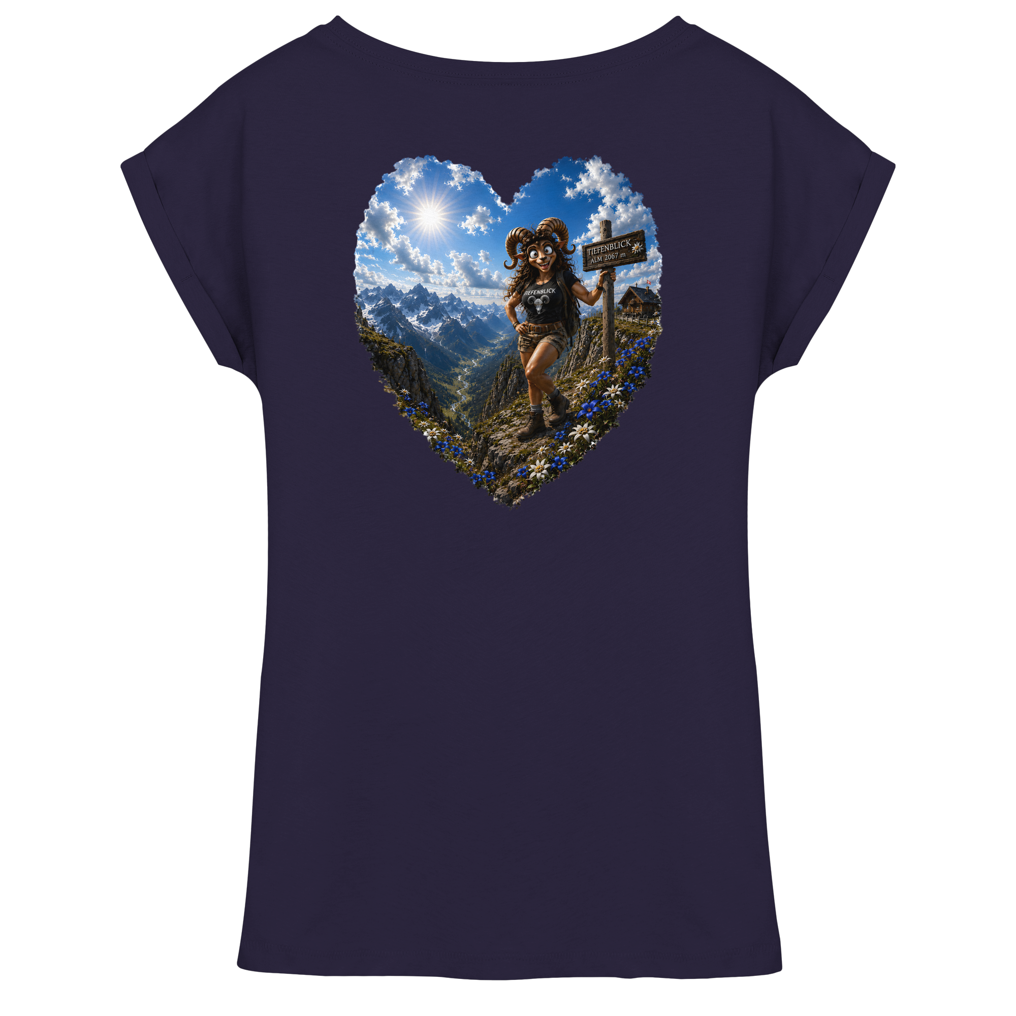 Tiefenblick Wandern Herz - Womens Extended Shoulder T-Shirt