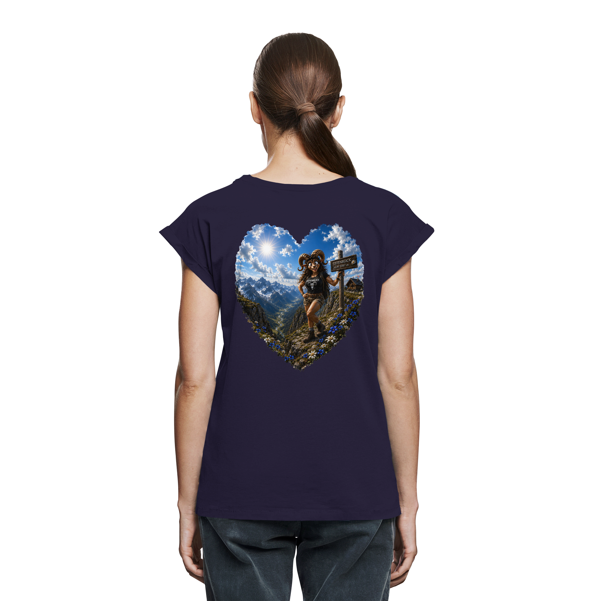 Tiefenblick Wandern Herz - Womens Extended Shoulder T-Shirt
