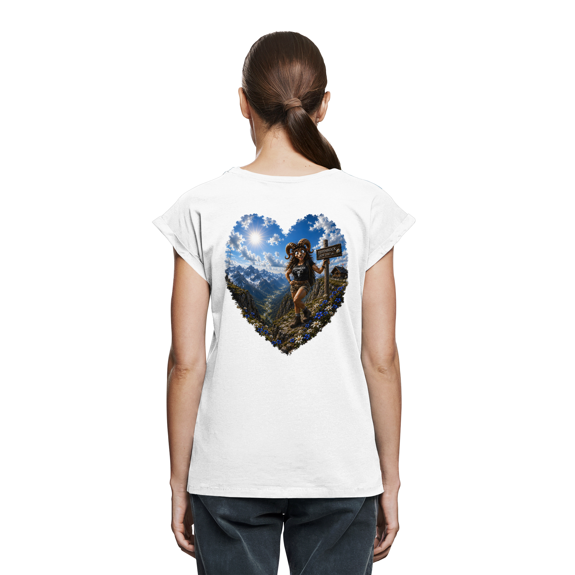 Tiefenblick Wandern Herz - Womens Extended Shoulder T-Shirt