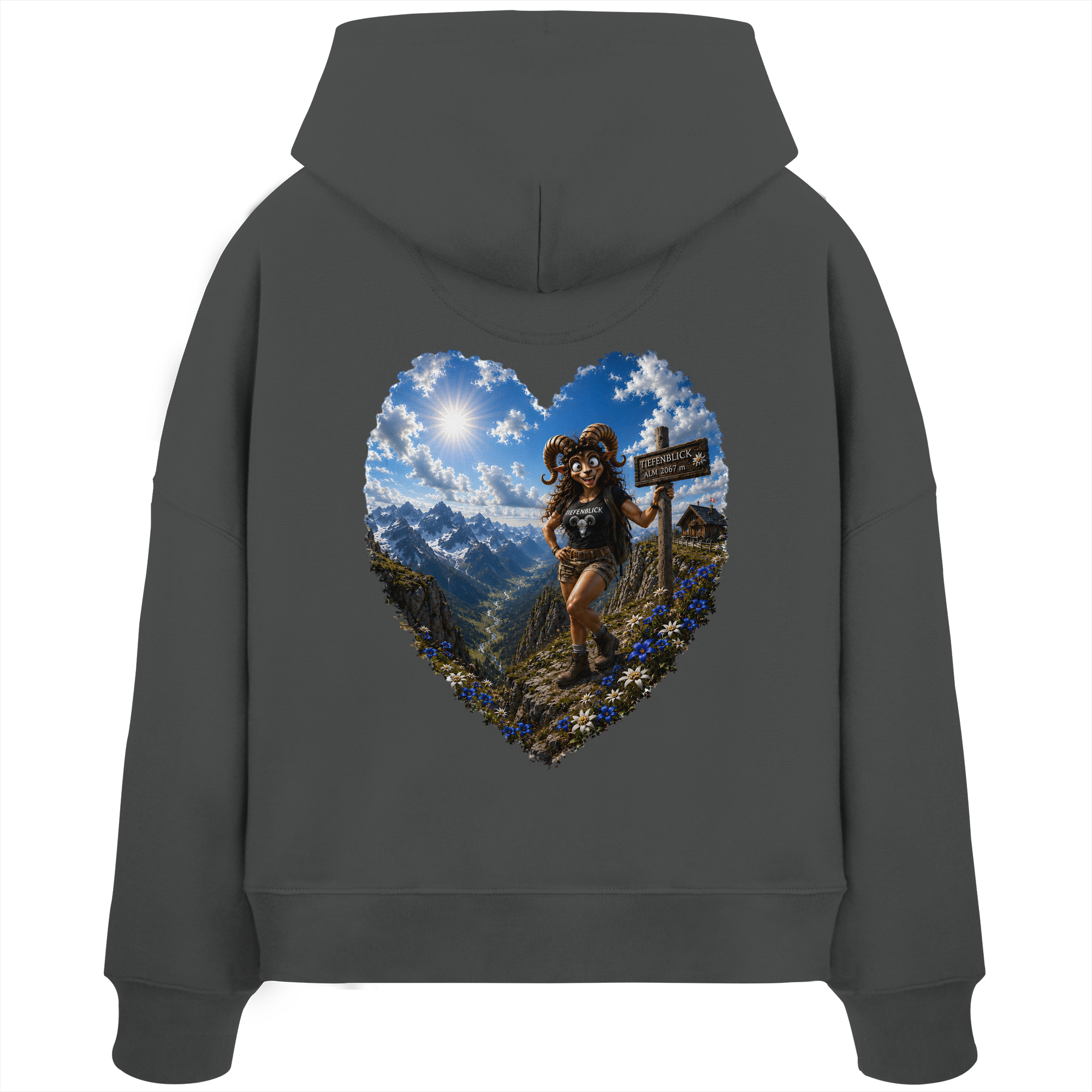 Tiefenblick Wandern Herz - Womens Organic Boxcut Hoodie