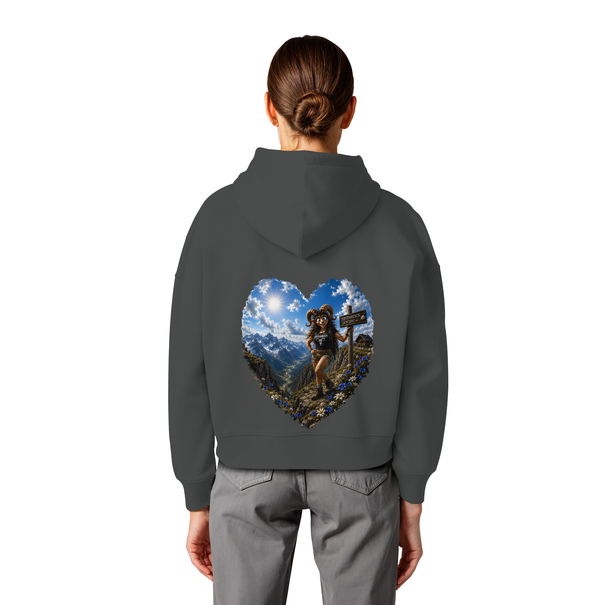 Tiefenblick Wandern Herz - Womens Organic Boxcut Hoodie