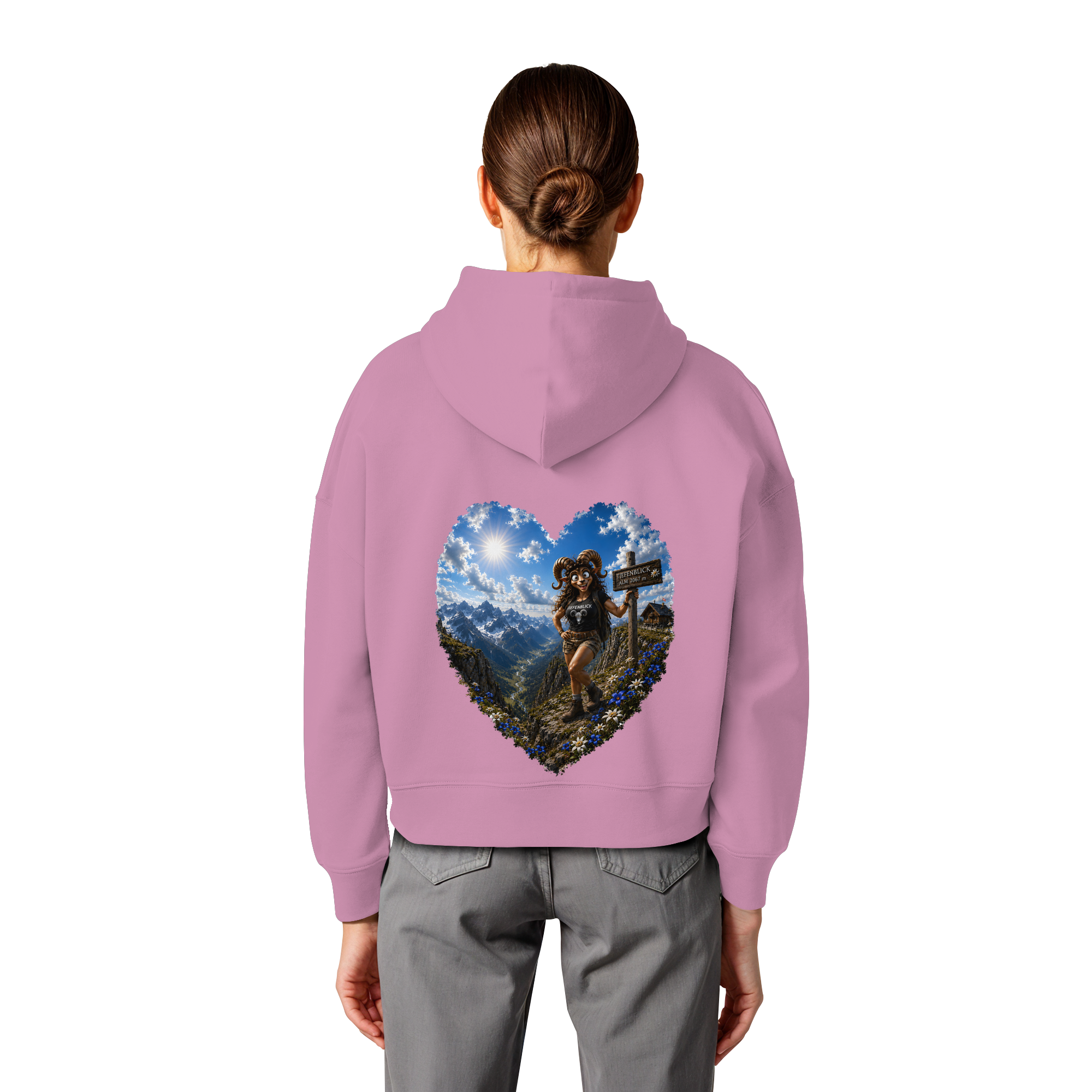 Tiefenblick Wandern Herz - Womens Organic Boxcut Hoodie