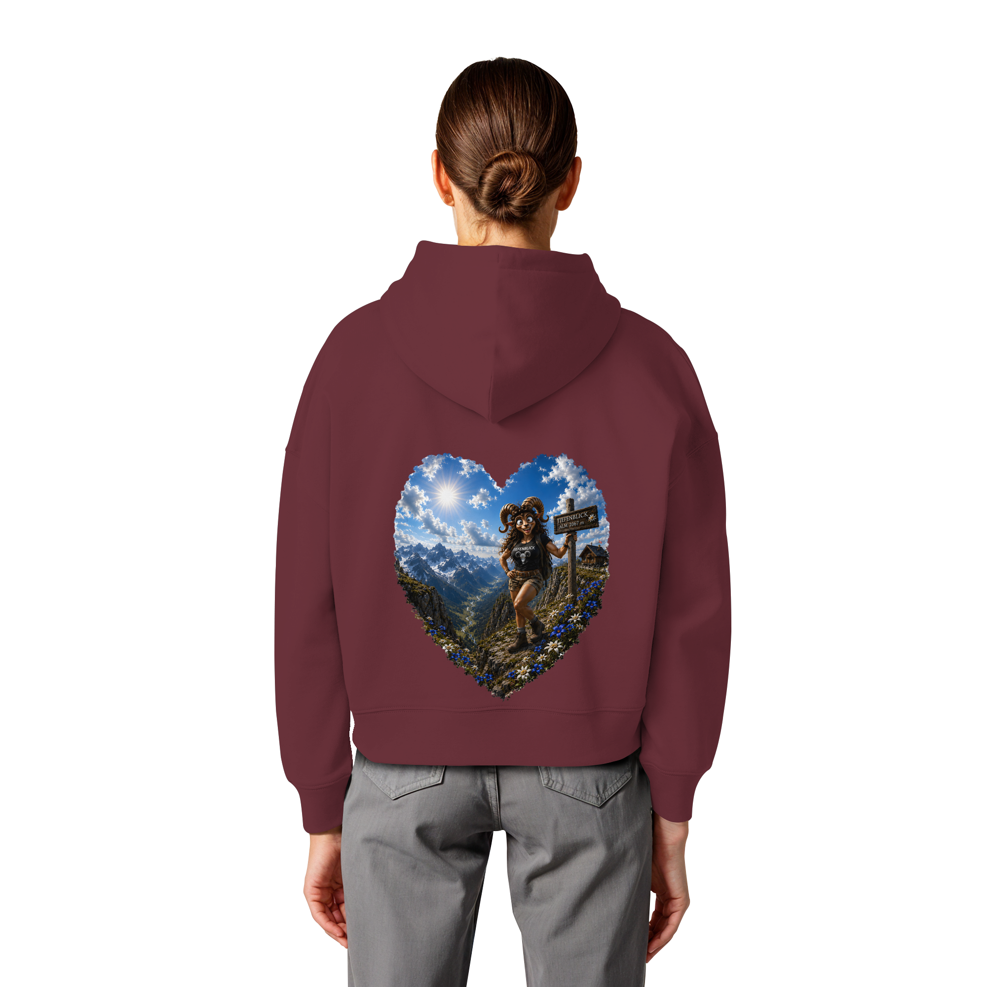 Tiefenblick Wandern Herz - Womens Organic Boxcut Hoodie
