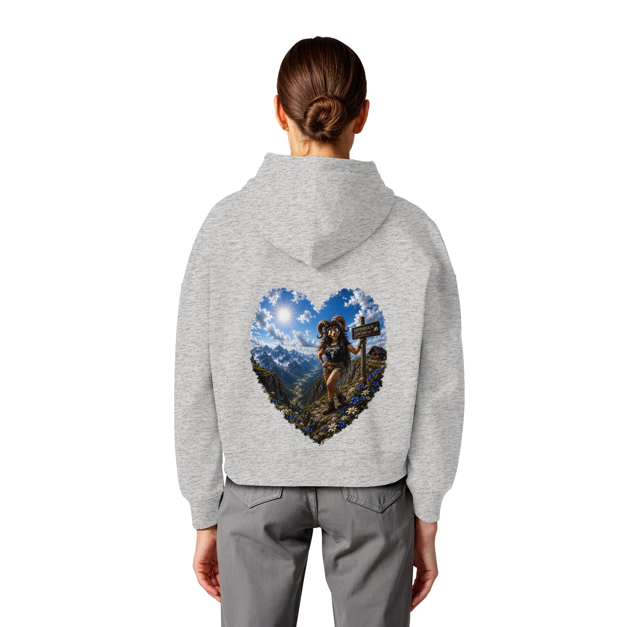 Tiefenblick Wandern Herz - Womens Organic Boxcut Hoodie