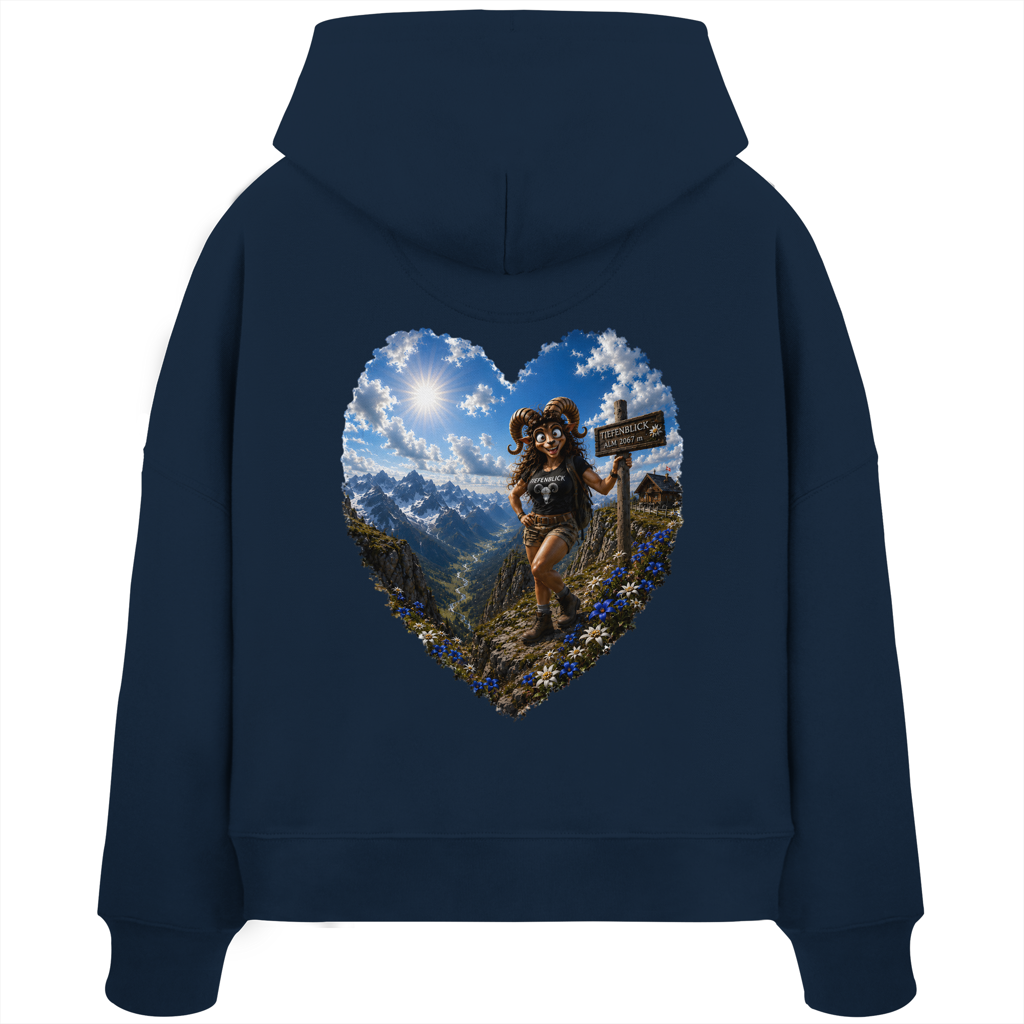 Tiefenblick Wandern Herz - Womens Organic Boxcut Hoodie