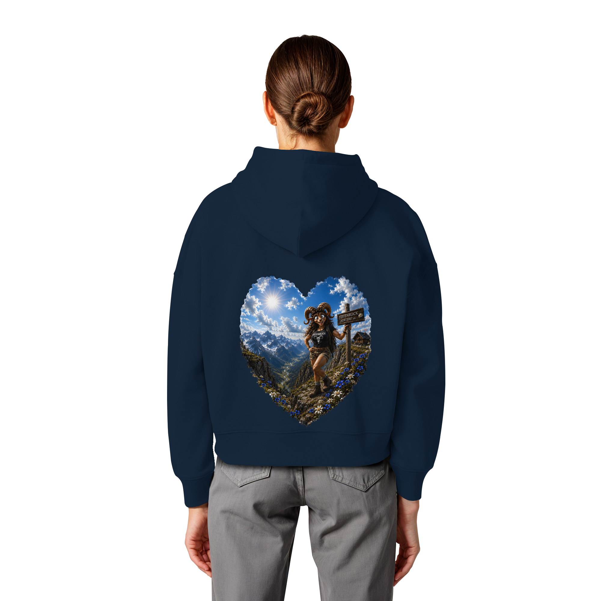 Tiefenblick Wandern Herz - Womens Organic Boxcut Hoodie