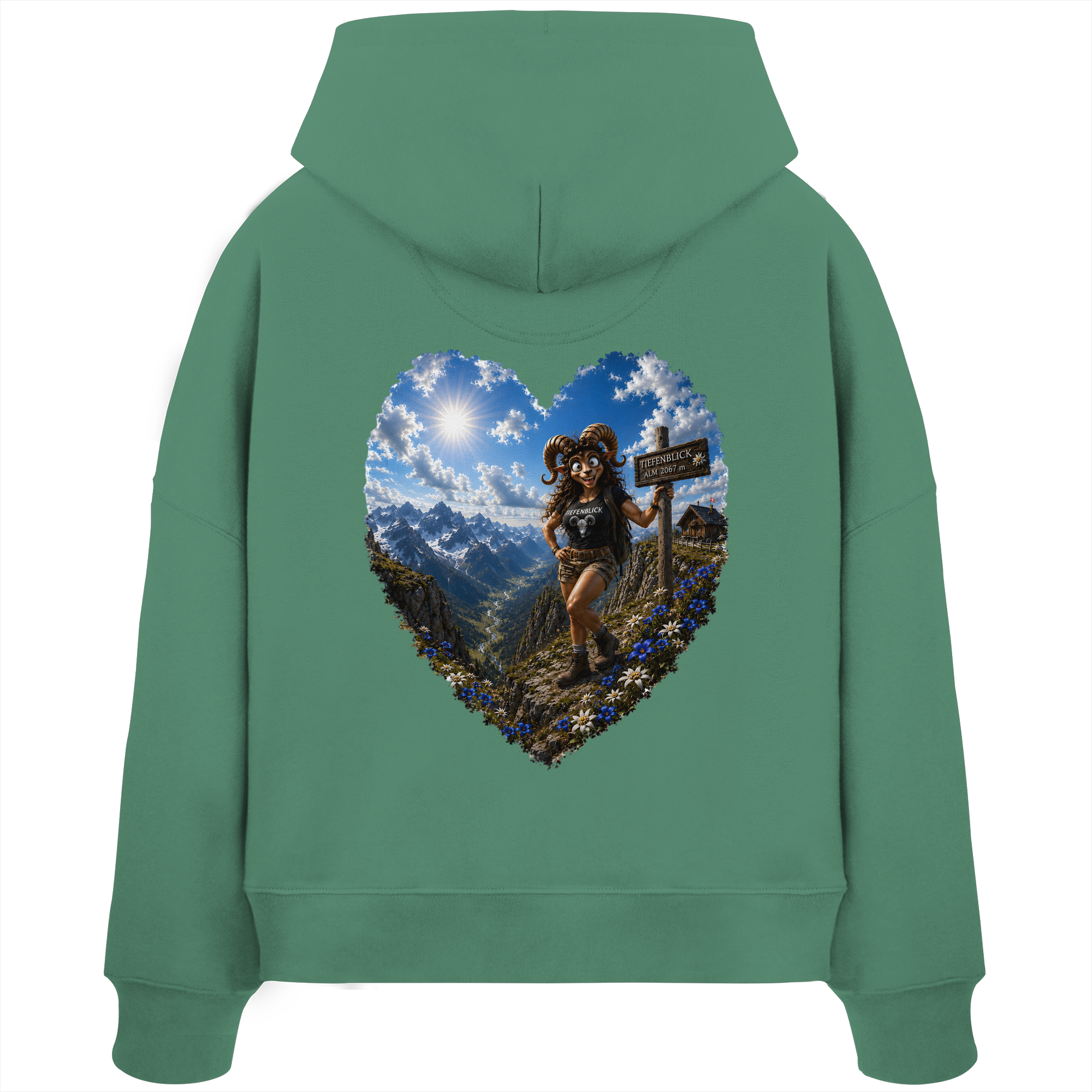 Tiefenblick Wandern Herz - Womens Organic Boxcut Hoodie