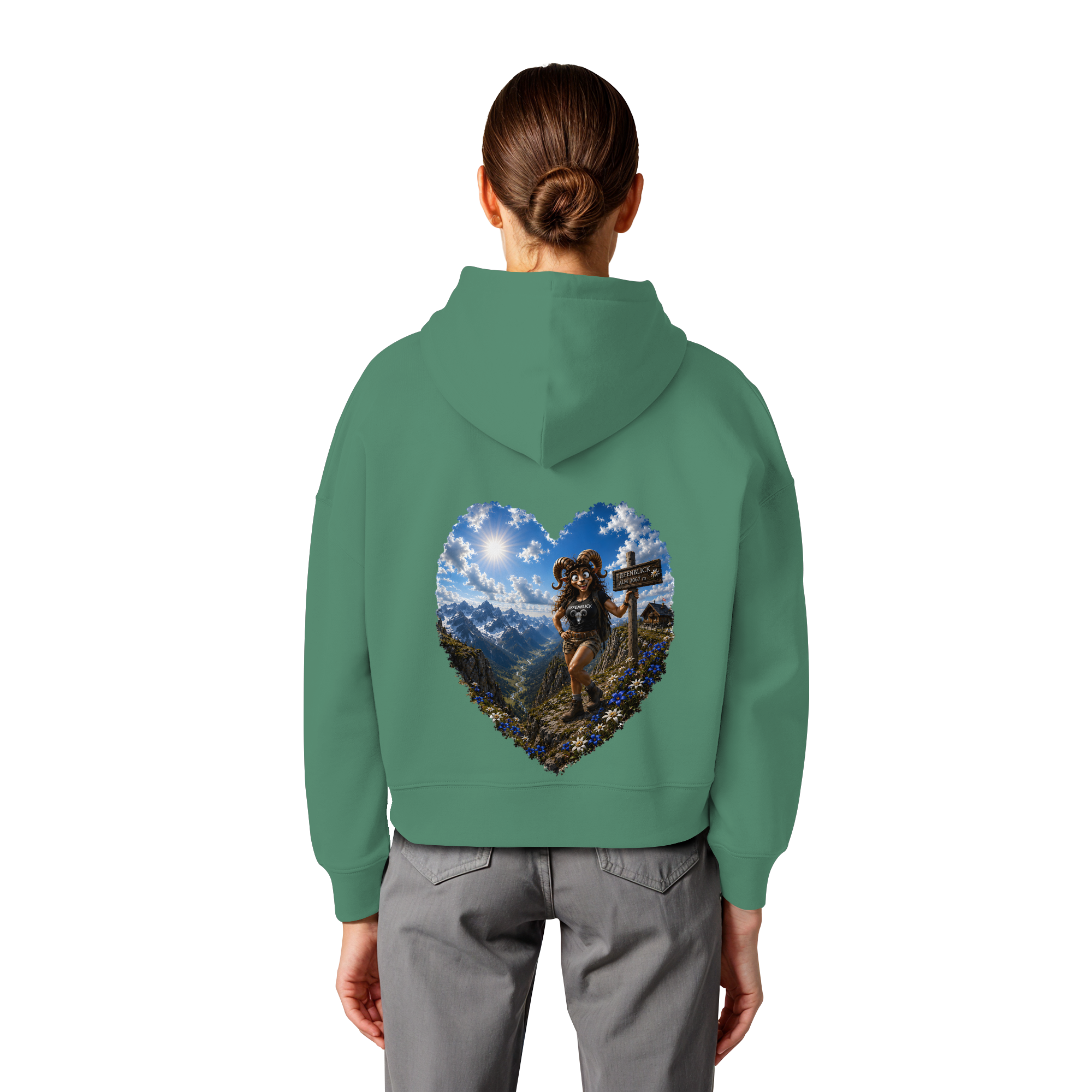 Tiefenblick Wandern Herz - Womens Organic Boxcut Hoodie