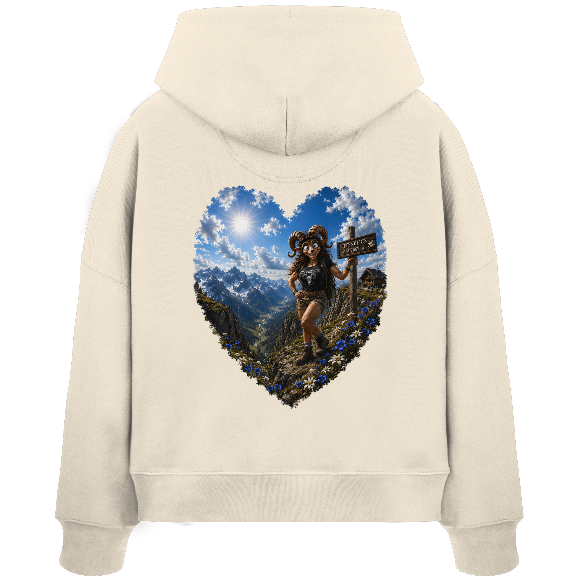 Tiefenblick Wandern Herz - Womens Organic Boxcut Hoodie