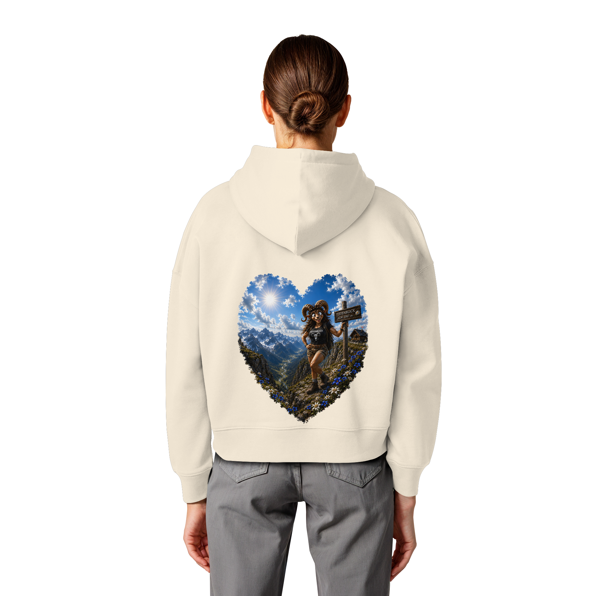 Tiefenblick Wandern Herz - Womens Organic Boxcut Hoodie