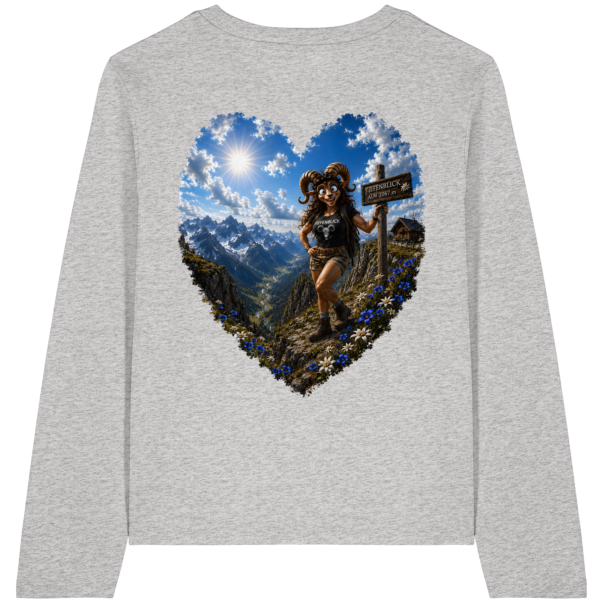 Tiefenblick Wandern Herz - Womens Organic Longsleeve T-Shirt