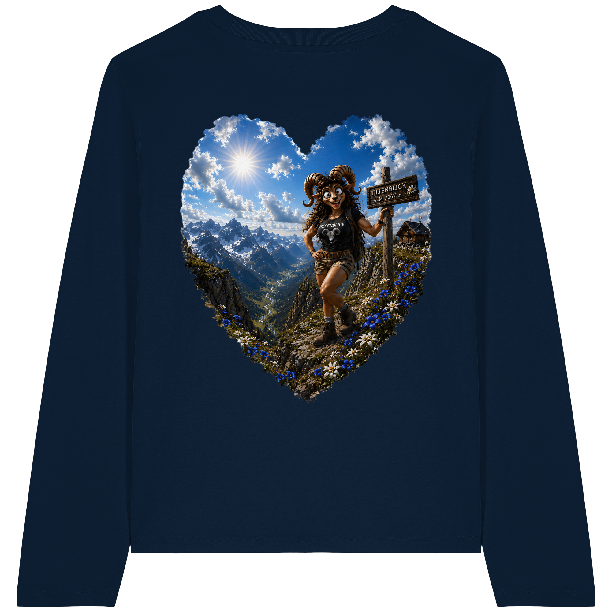 Tiefenblick Wandern Herz - Womens Organic Longsleeve T-Shirt