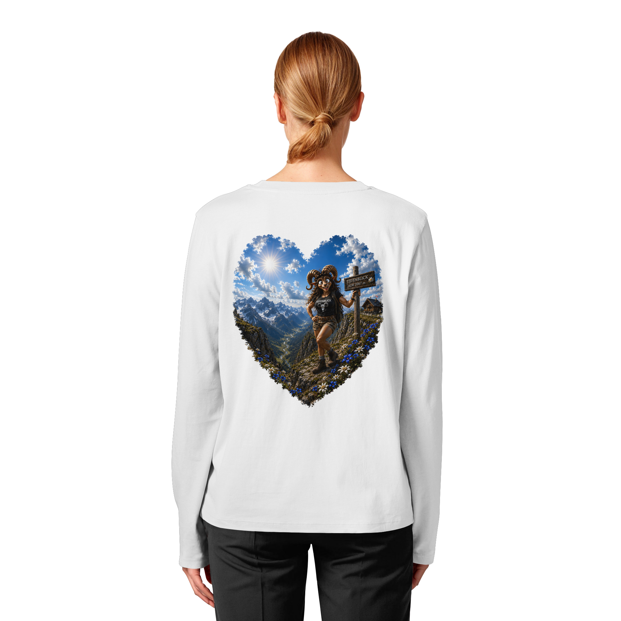 Tiefenblick Wandern Herz - Womens Organic Longsleeve T-Shirt